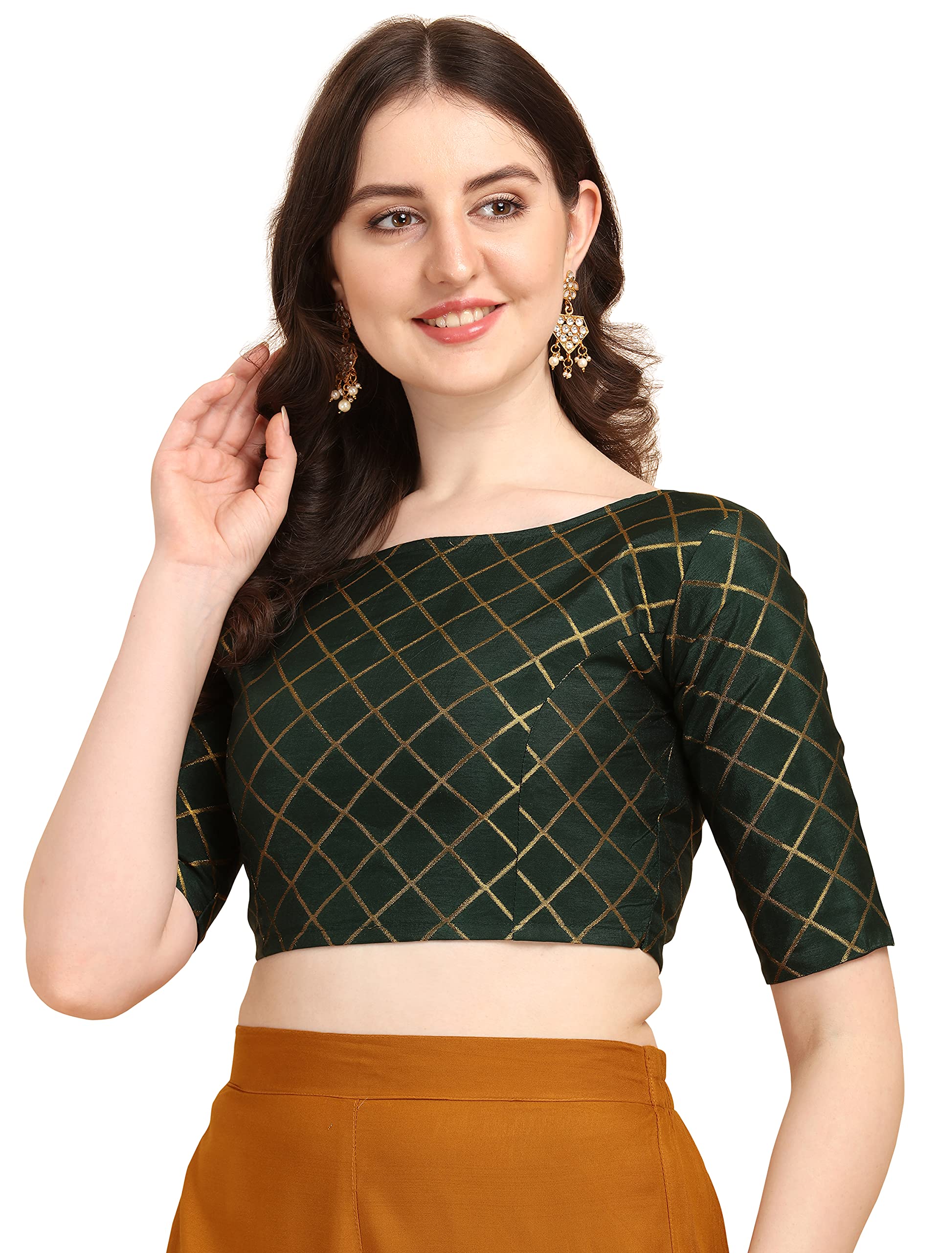Oomph! Jacquard Green Readymade Blouse For Women - Rbbl72Xl