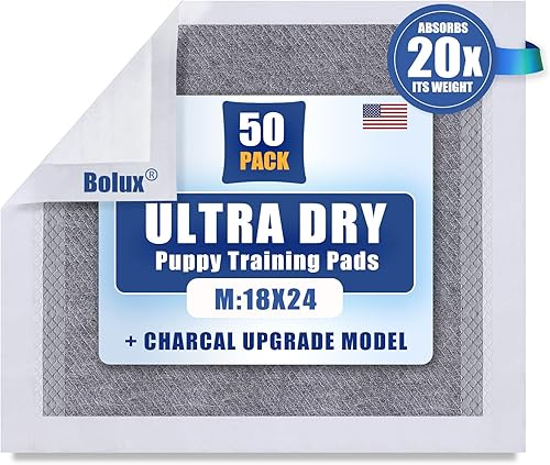 Bolux Almohadillas de entrenamiento para perros y cachorros, almohadillas desechables para orina de perro de 18 x 24 pulgadas, almohadillas de