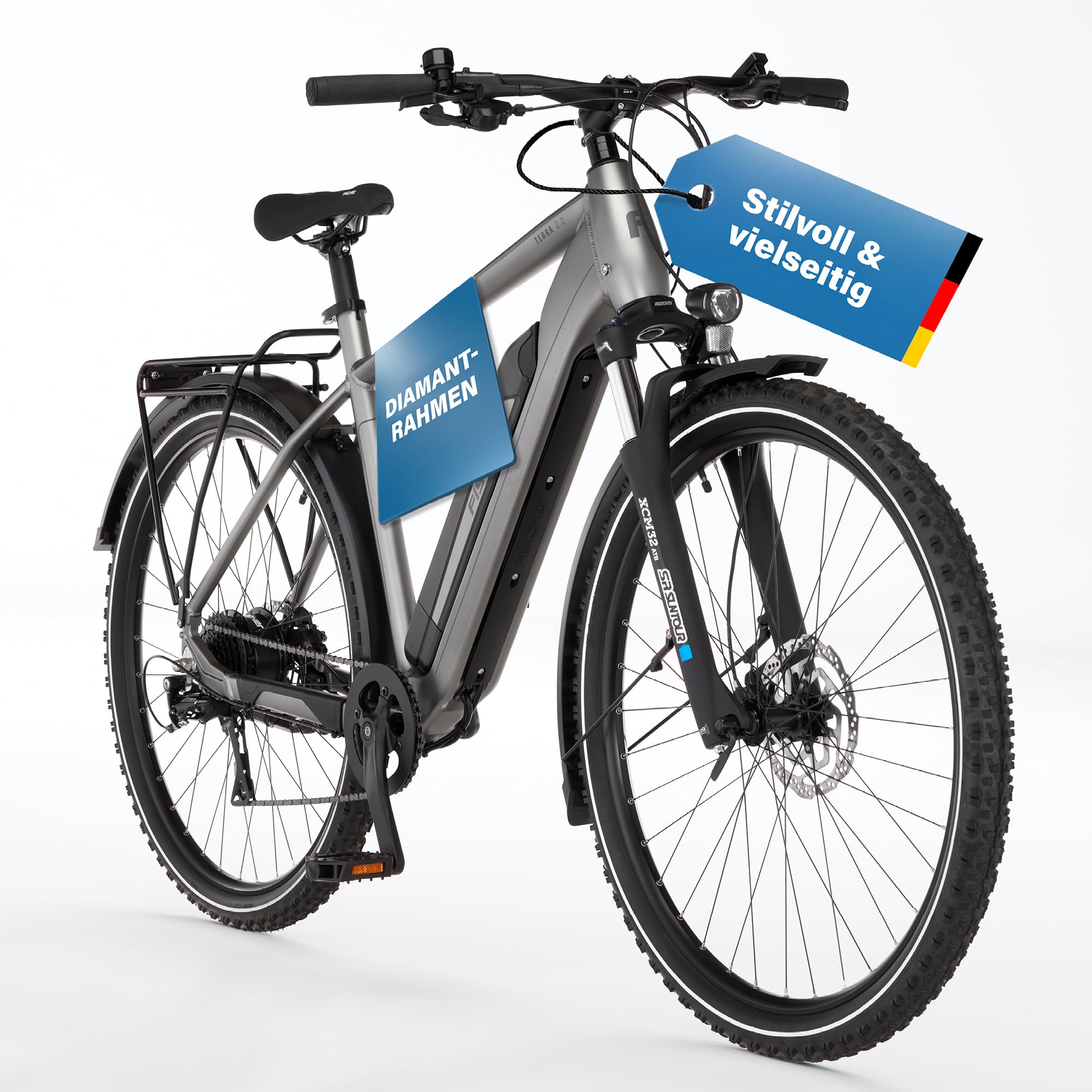 Fischer E-ATB Terra 2.2 Active, Elektrofahrrad für Damen und Herren, RH 55, 688Wh, Heckmotor 50Nm, 48V