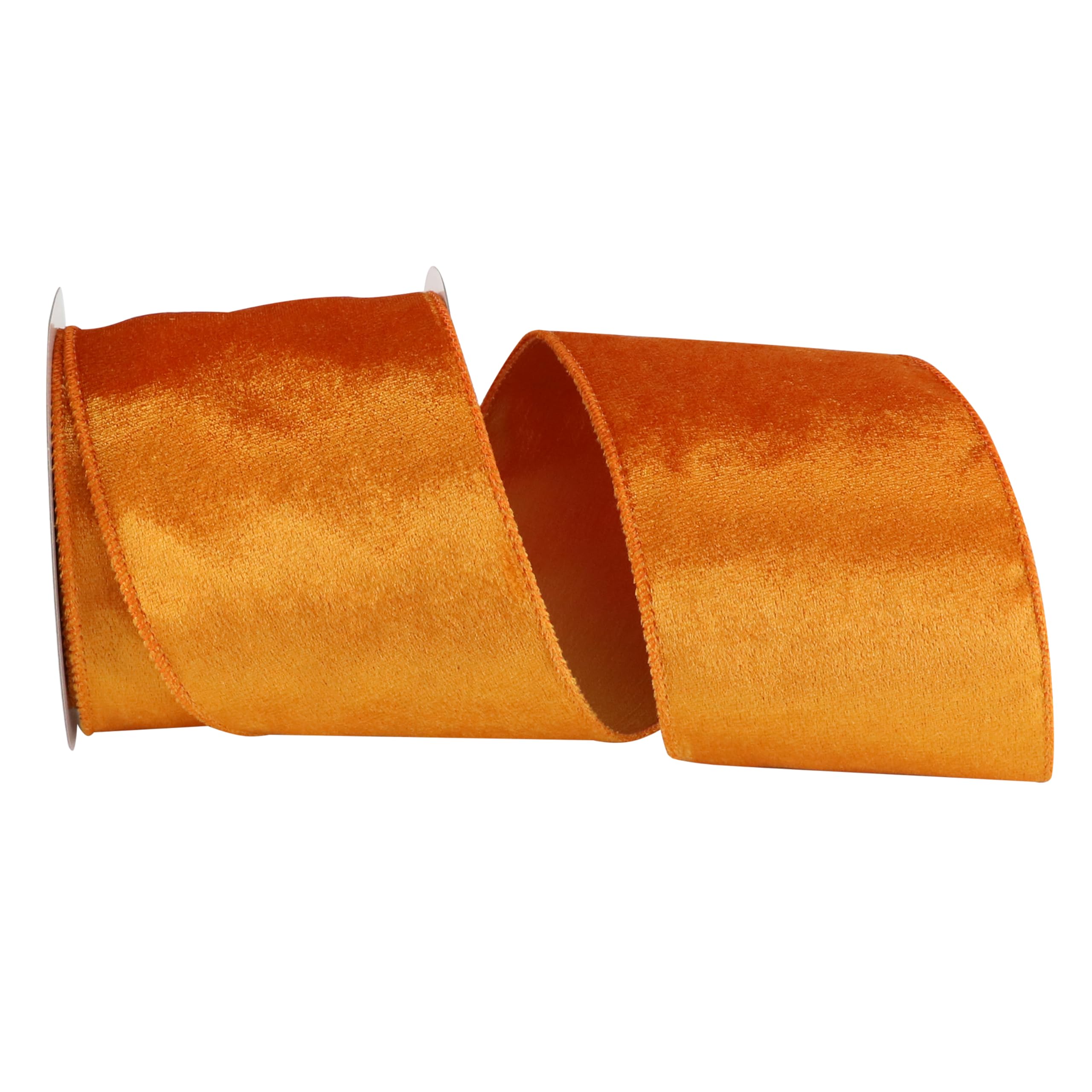 MAYREEL Orange Shimmer Velvet Ribbon Wired 4" x 10 Yards Extra Wide Terracotta Christmas Wired Edge Ribbon Orange Halloween Ribbon for Gift Wrapping Wreath Tree Topper Bow Making Crafts — image 1