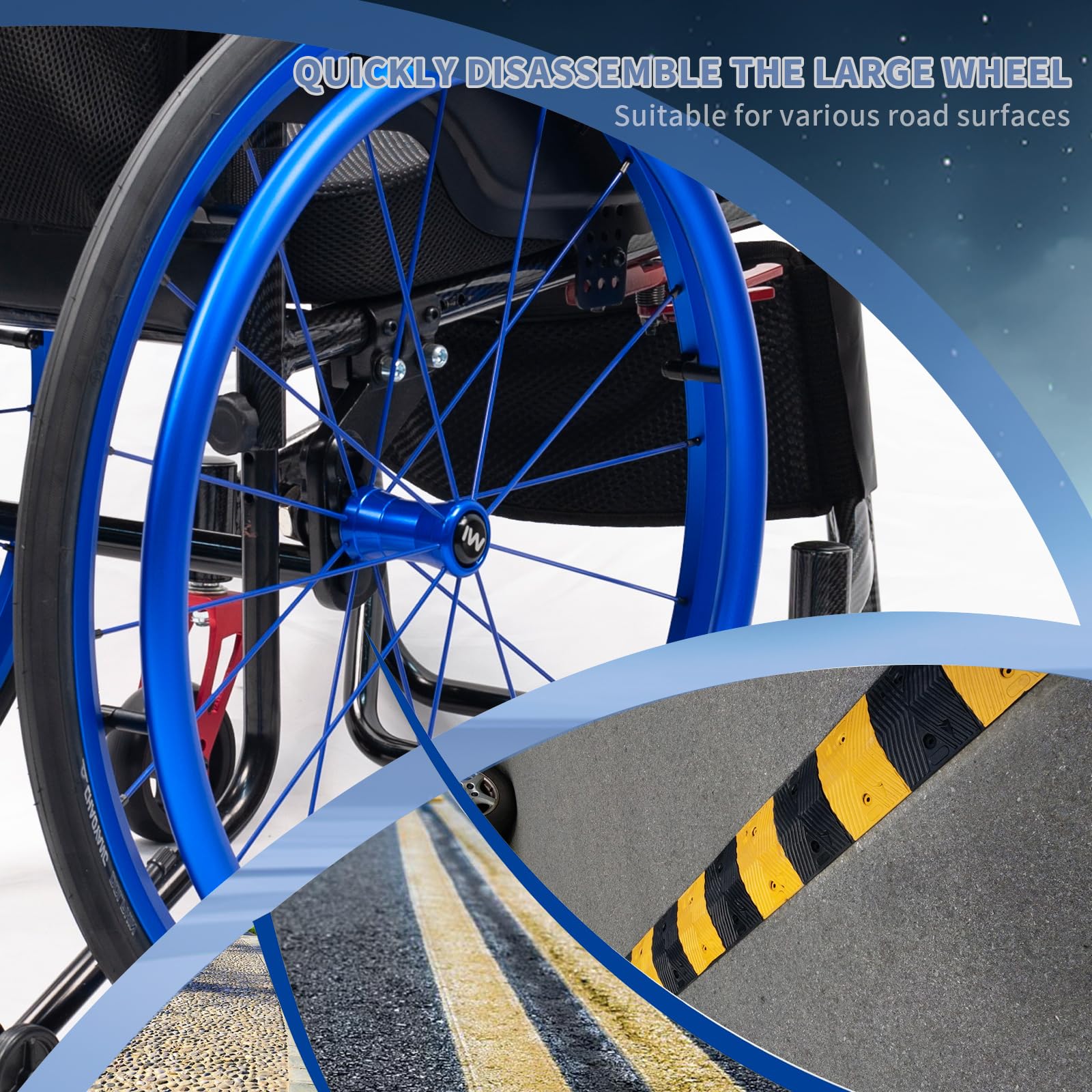 Sedia A Rotelle Sportiva Leggera,Sedia a rotelle Sportiva Leggera per Tutti i Terreni,Freni a Mano,per Anziani,per disabili,Persone a Mobilit Ridotta(15.7in Seat Width,Hard backrest)