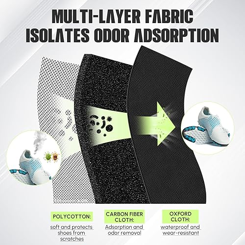 Miniatura 2 de Leinuosen Bolsa de tacos para zapatos a prueba de olores para viajes, resistente al agua, absorbe los olores, ligera, bolsa organizadora de zapatos