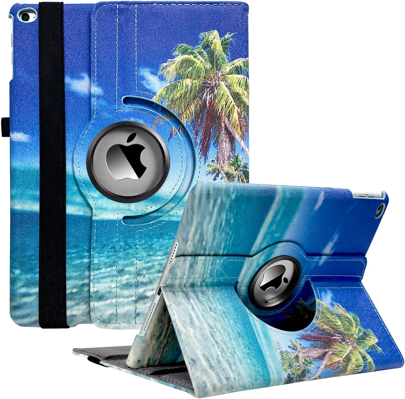 CenYouful Case for iPad Fit 2018/2017 9.7 6th/5th Generation - 360 Degree Rotating Case Cover with Auto Wake/Sleep Compatible with iPad 9.7 Inch 2018/2017 (Coconut Trees)