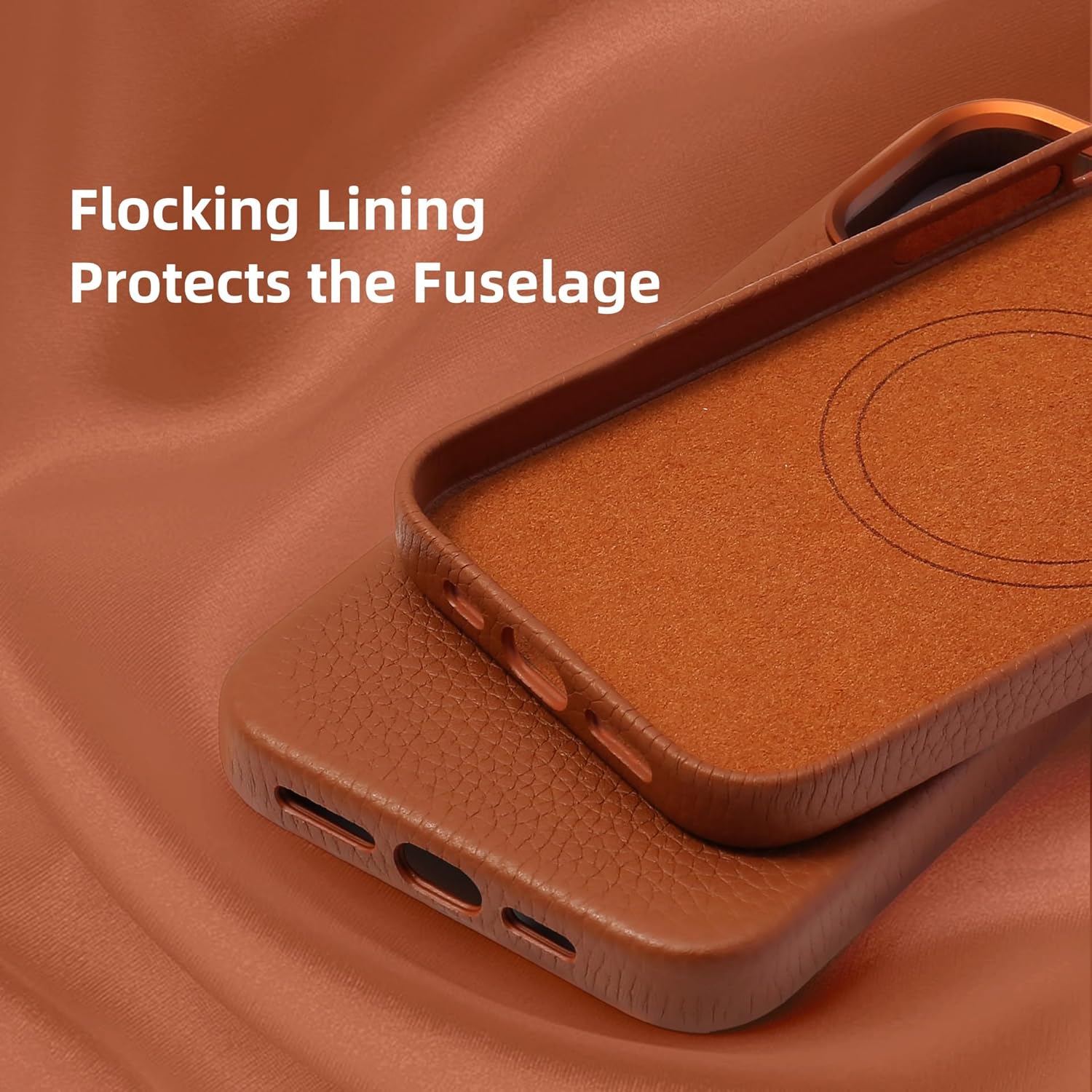 InUnion Genuine Leather Case for iPhone 15 Pro (2023) with MagSafe Function, Top Litchi Grain Leather Magnetic Phone Proctective Case for (iPhone 15 Pro) 6.1 Inch (Brown, iPhone 15 pro)