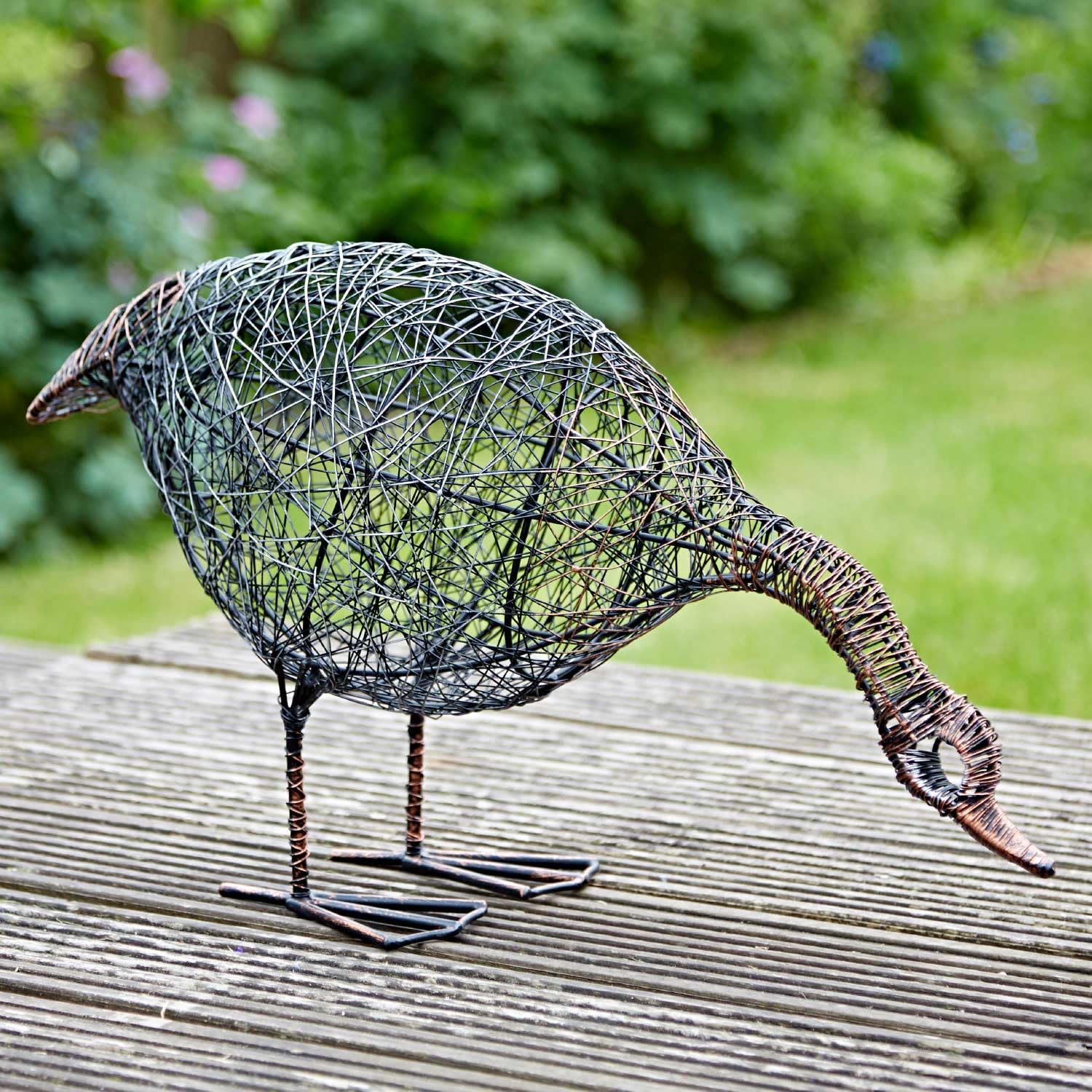 Paper High Anka the Drinking Duck Wire Garden Ornament - Outdoor Decoration - Metal Sculpture - Garden Statue - Recycled Metal - For Garden