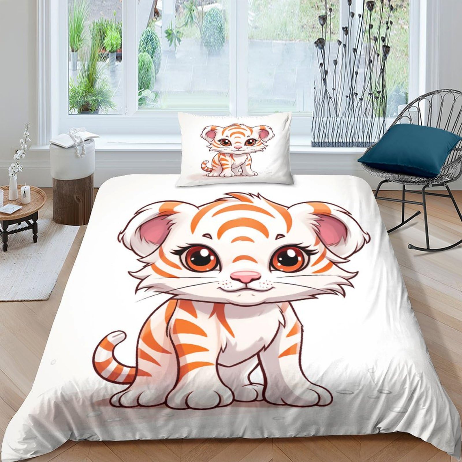 Housse de couette 135x200 microfibre 3D imprimée avec 2 taies d'oreiller