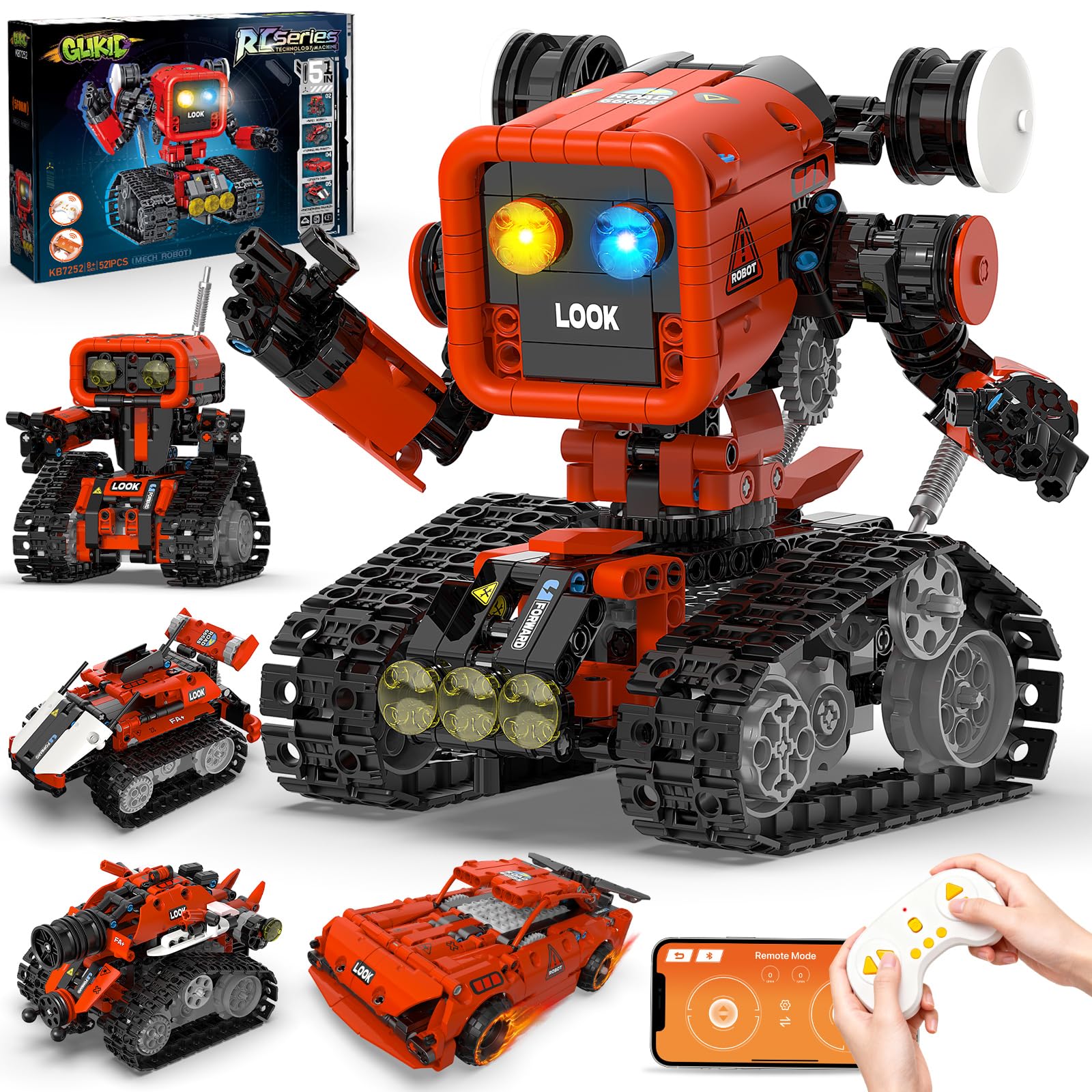 Glikid 5 in 1 Robot Building Kit, STEM APP & Remote Control Robotics | Ages 8-12, Build R…