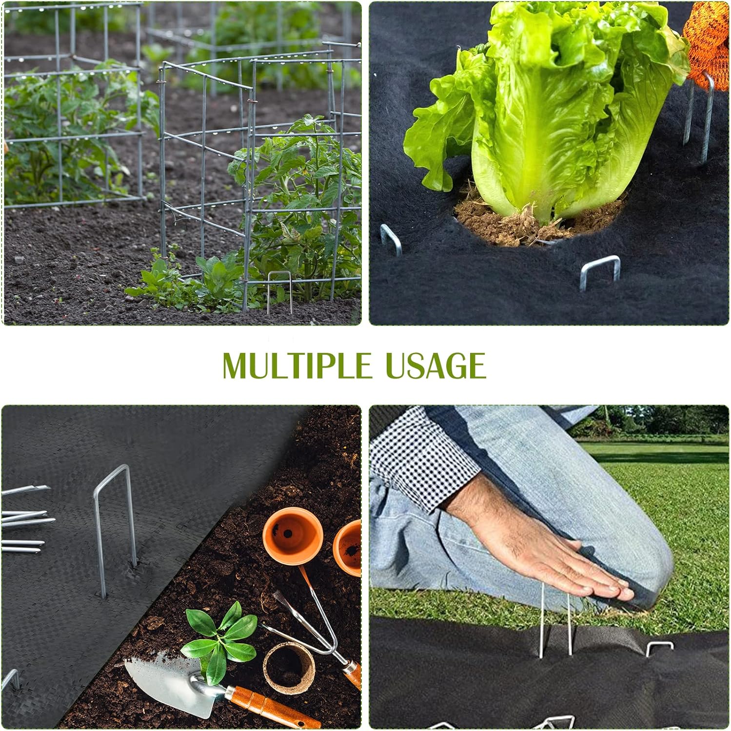 Whonline 560 Pack Landscape Staples 4 Inch, Galvanized Garden Stakes U-Shaped SOD Landscaping Fabric Pins Yard Ground Staples for Gardening Lawn Turf Securing Irrigation Pipe Hose Plant Cover Bulk