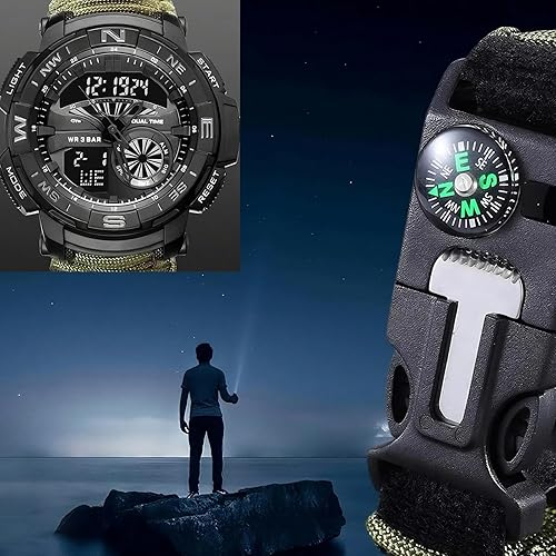 Miniatura 4 de Reloj digital táctico multifuncional al aire libre, brújula, 5ATM impermeable, para senderismo, caza y operaciones tácticas