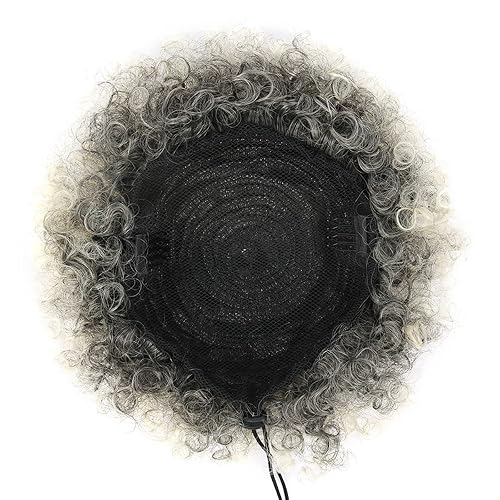 Miniatura 3 de Moño afro con flequillo, extensiones de cola de caballo afroamericanas, cortas, afro, rizado, sintético, con cordón, extensión de cabello para