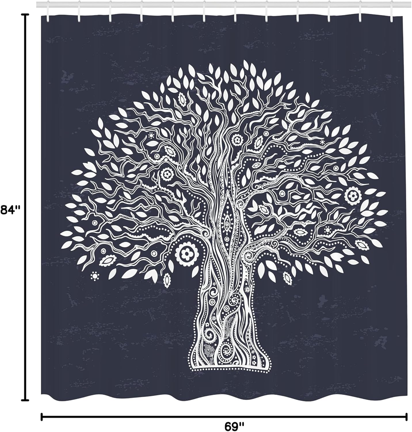 Ambesonne Tree of Life Shower Curtain, Doodle Tree Illustration Oriental Harmonious Design Mother Nature, Cloth Fabric Bathroom Decor Set with Hooks, 69" W x 84" L, Grey White