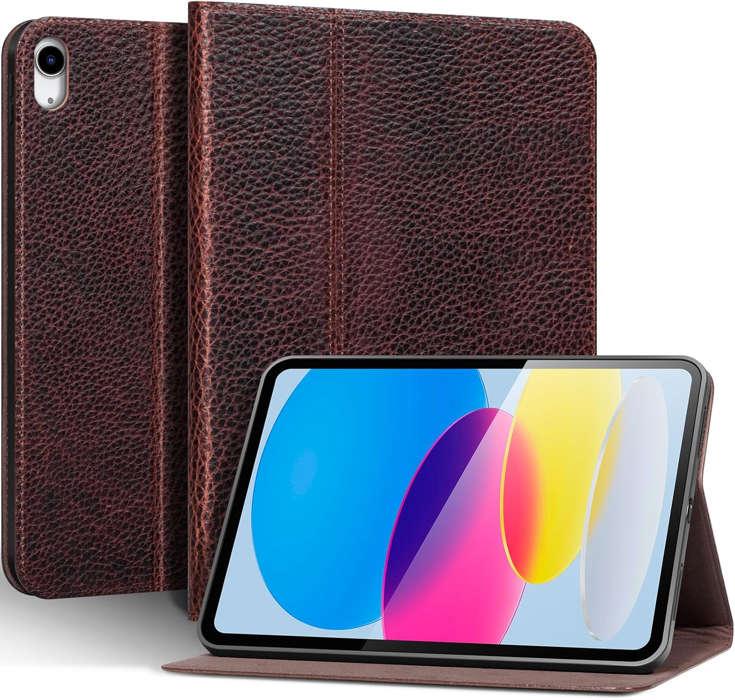 Genuine Leather Case for iPad 11th Gen 11" (2025/A16) & 10th Gen 10.9" (2022) | Slim Protective Cover with Adjustable Stand, Auto Wake/Sleep, Premium Leather | Chocolate Brown