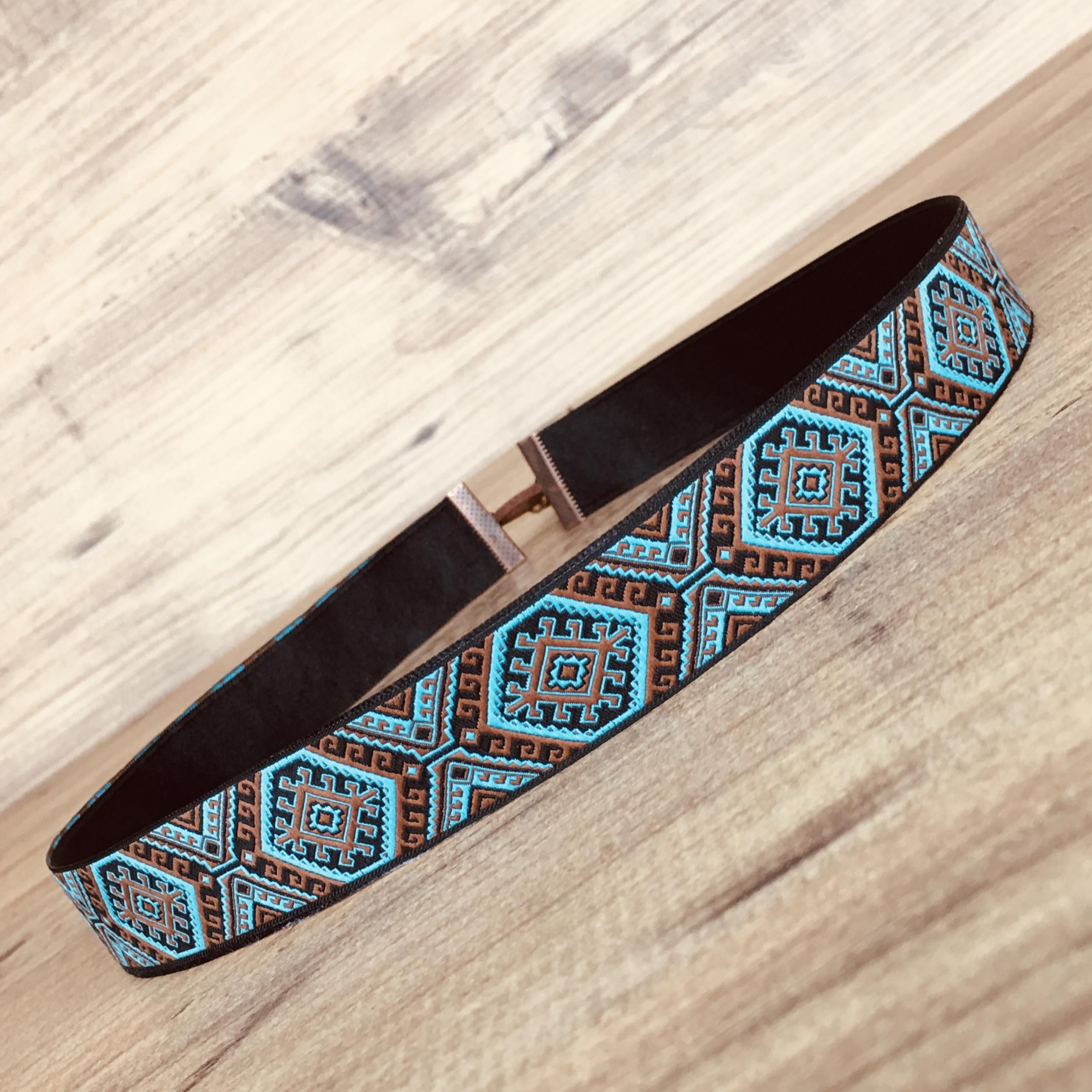 Turquoise, Brown and Black Western Style Hat Band, Cowboy Hatband, Adjustable Fedora Hat Belt, Women or Men Hat Bands