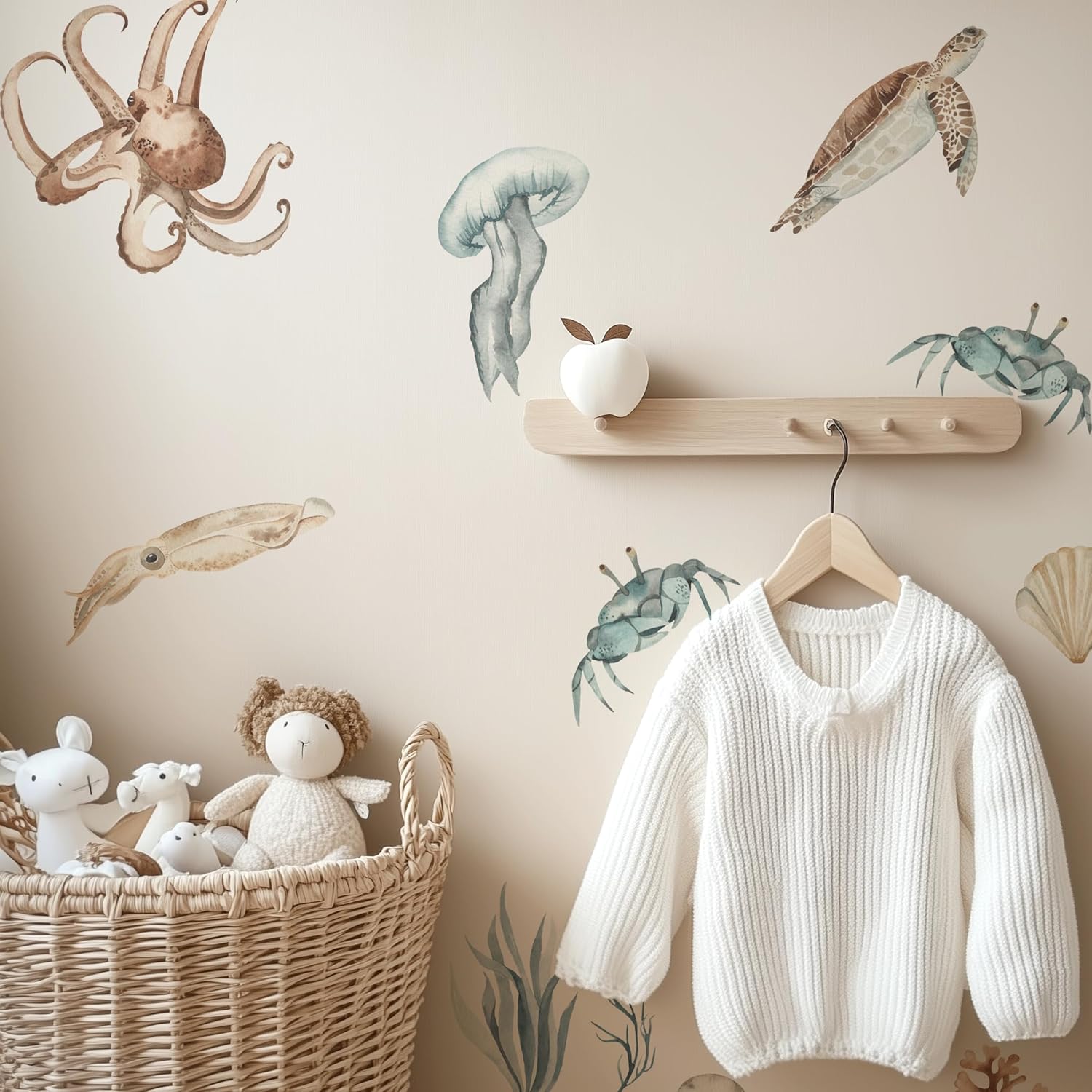 QUCHENG Ocean Wall Decals Marine Animal Boys Bedroom Large Stickers Removable Whale Decor Nursery Kids Room Murals DIY Cute Decorations