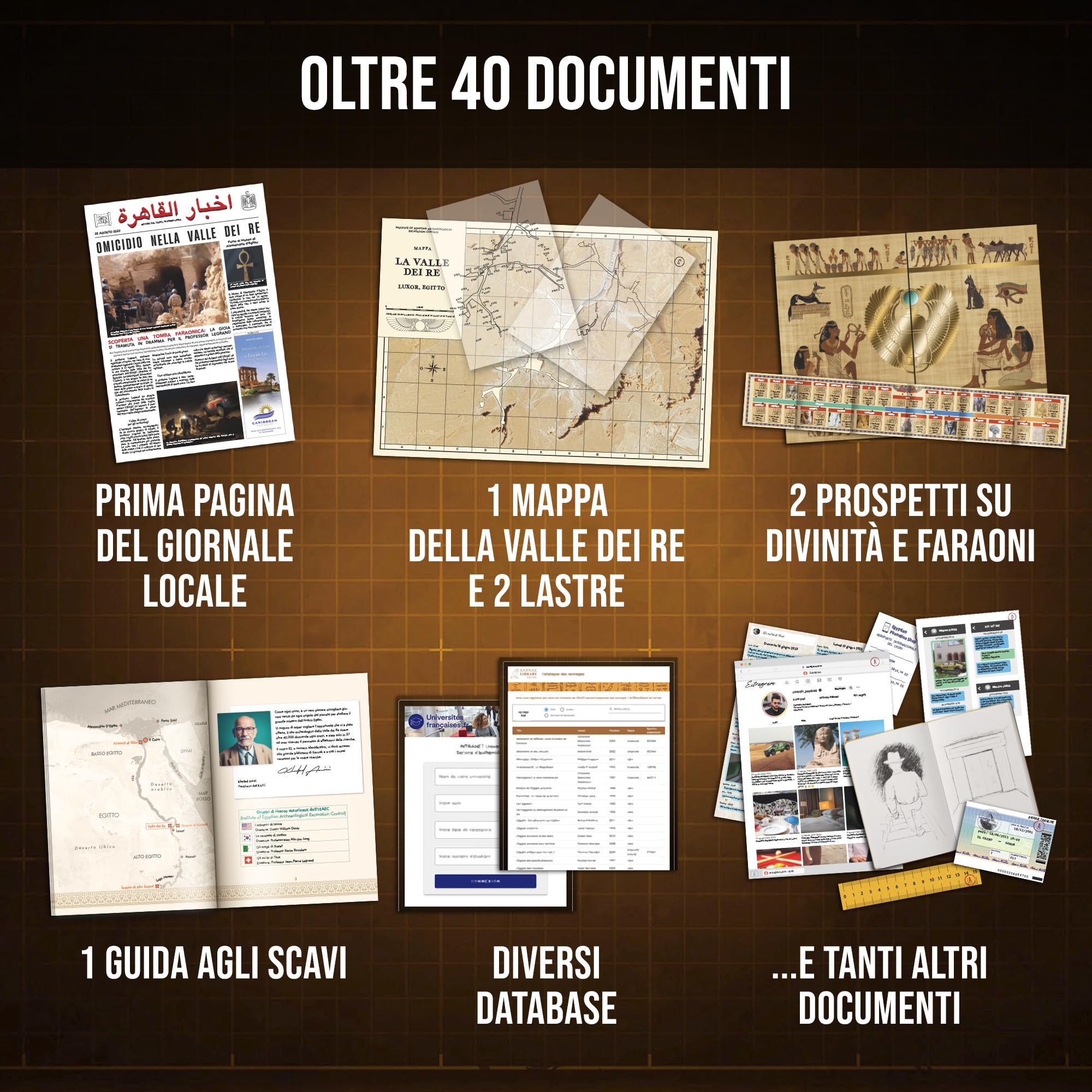 Profiler – Mistero nella Valle dei Re: Scoperta macabra in una tomba faraonica – Gioco investigativo tipo escape game con prove reali – 1-6 giocatori, 1h30-2h