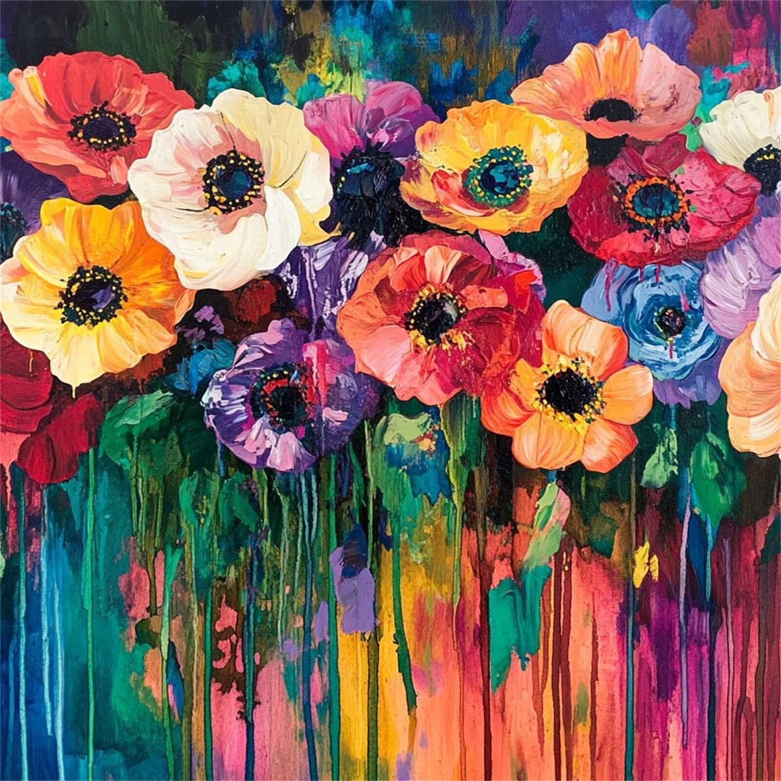 5D Diamond Painting Kit Complet, Diamond Painting Enfant Abstrait Plein Foret Peinture Diamant Fleur pour Adulte Débutant, Activité Manuelle Cristal Art Kit pour Décoration Murale 70x70cm FX#41