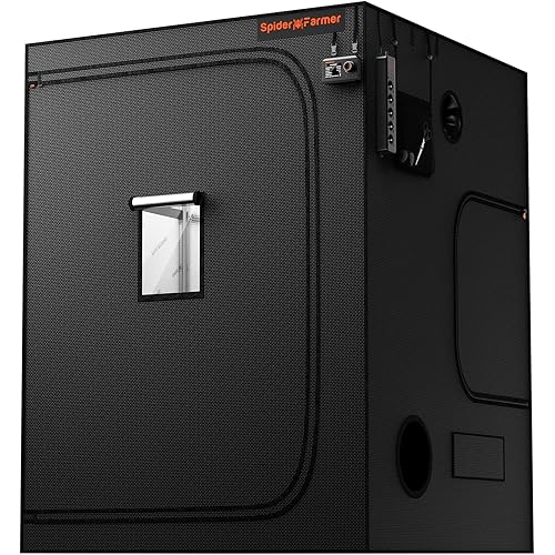 Spider Farmer 5x5 Grow Tent 2025 New, 60"x60"x80",1680D Thicken Mylar Canvas, with Hook for Controller and Power Strip, Enlarged View Window for Indoor Hydroponic Growing for SF7000, SE7000, G7000