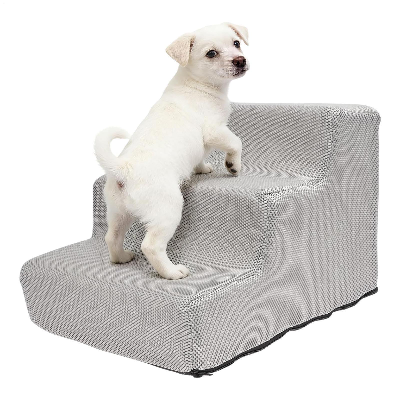 Escaleras para Perros para Cama: Escaleras Antideslizantes para Perro Y Gatos Pequeños, Rampa para Perros De 3 Escalones para Sofá, Material De Espuma De Alta Densidad Y Cubierta Extraíble