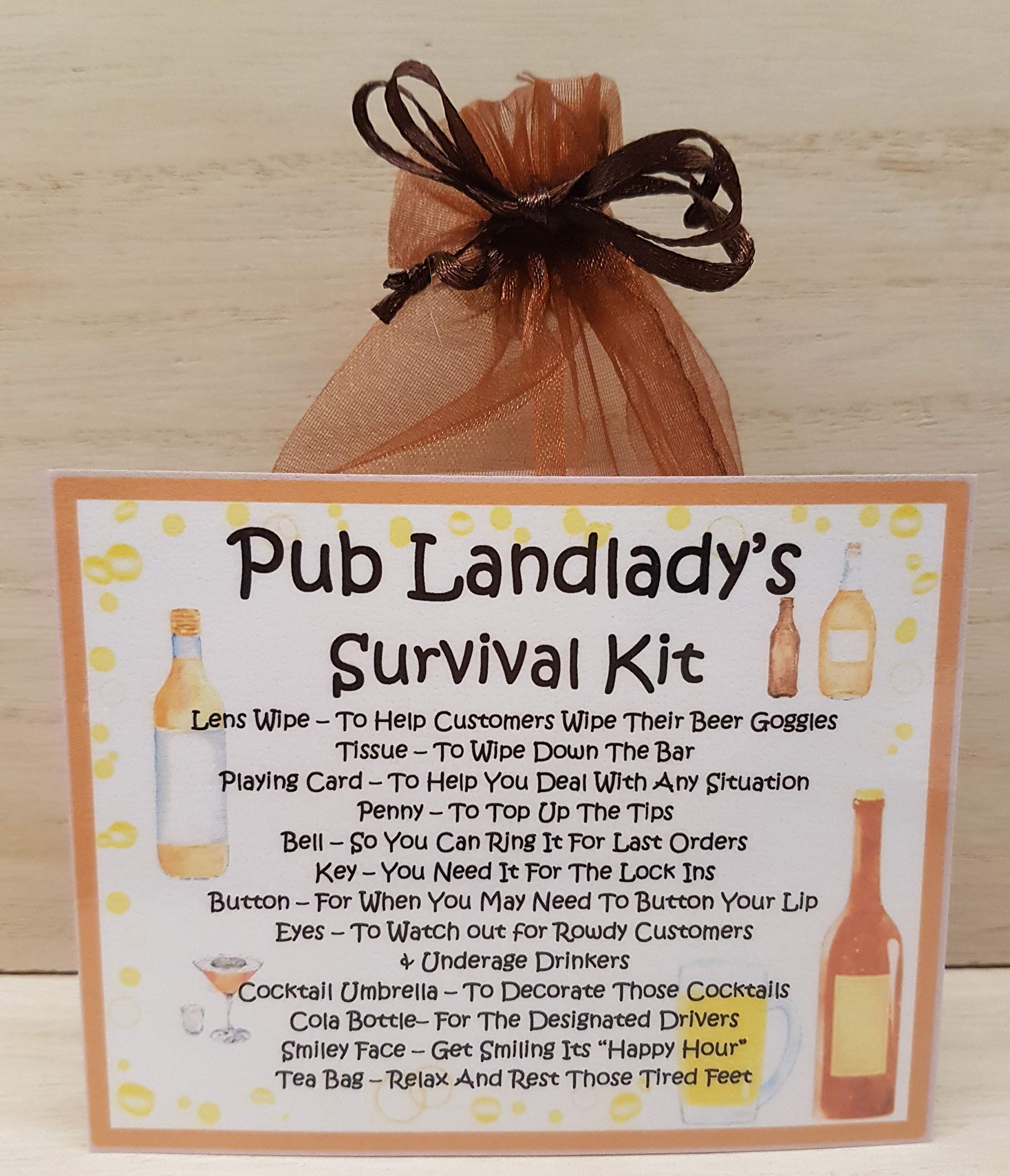 Pub Landlady's Survival Kit - Fun Novelty Gift & Greetings Card Alternative / Birthday Present / Thank You / Pub Landlady Gift / Secret Santa