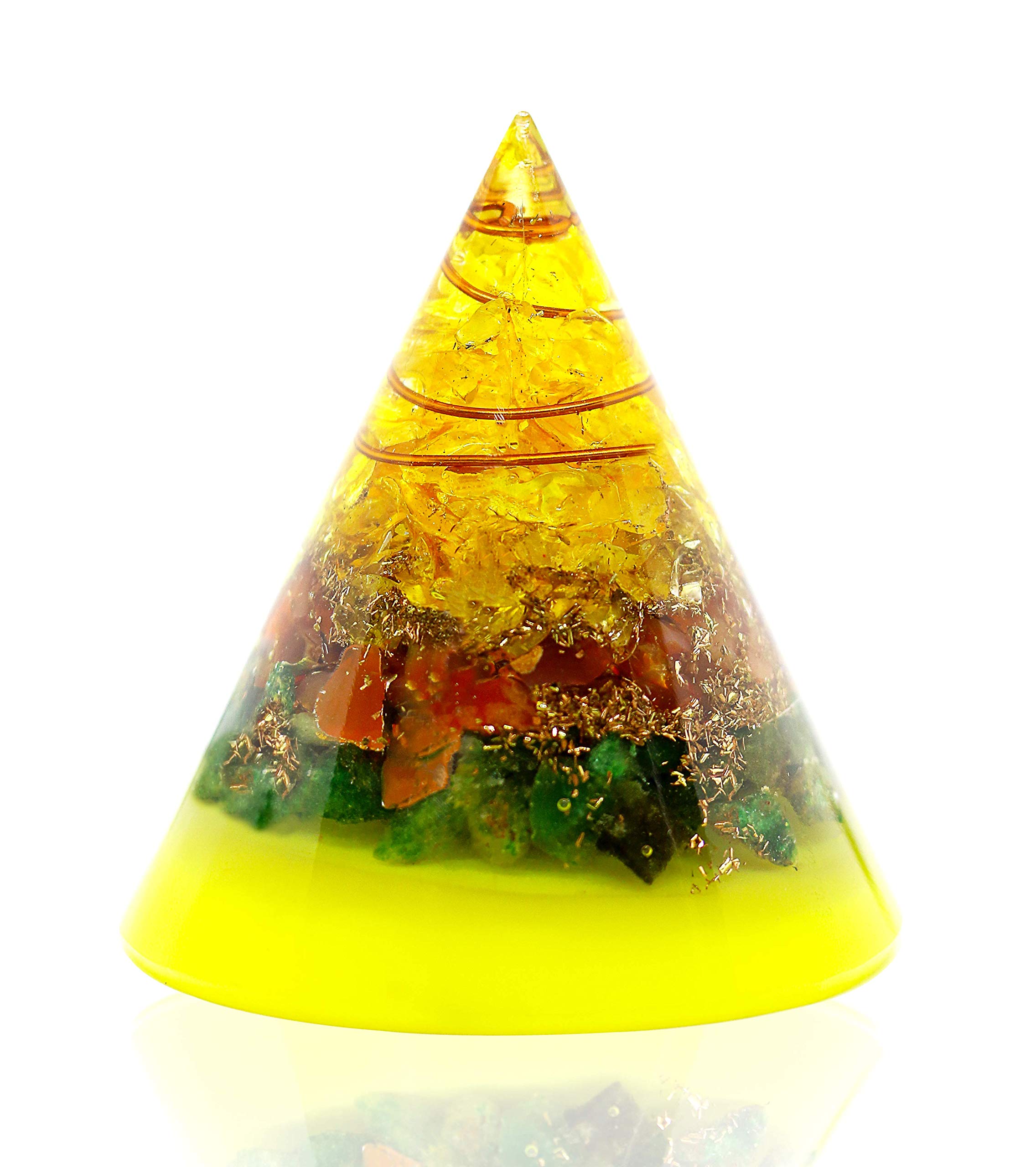 Orgone Pyramid large Green Jade Citrine Crystal Pyramid - Orgonite Pyramid Protection Energy Generator- Chakra healing Crystal Meditation Empath Success