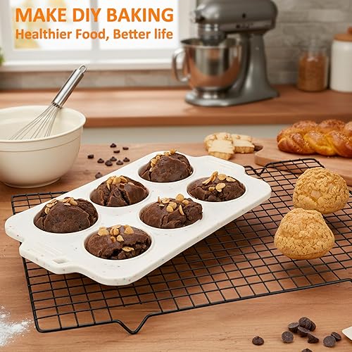 Miniatura 3 de Molde de silicona para magdalenas para hornear, molde plegable para magdalenas con marco reforzado de metal, moldes de silicona antiadherentes para