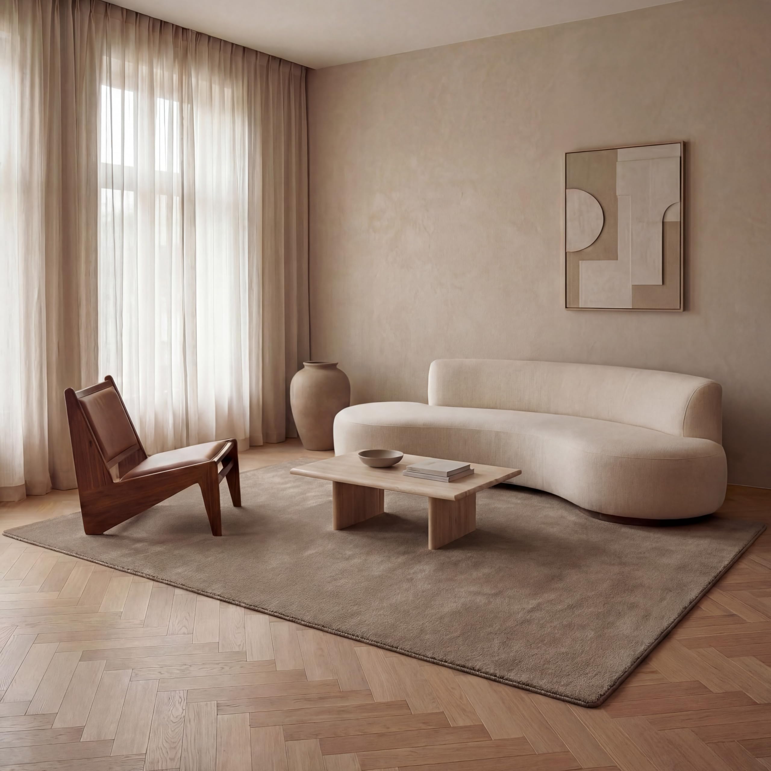 Jimri Moderner Teppich Wohnzimmer – Weich, Strapazierfähig & Pflegeleicht – Hochwertige Verarbeitung – Oeko-TEX Zertifiziert – Warmes Natürliches Beige, Rechteckig 200x290 cm Küche, Haushalt & Wohnen