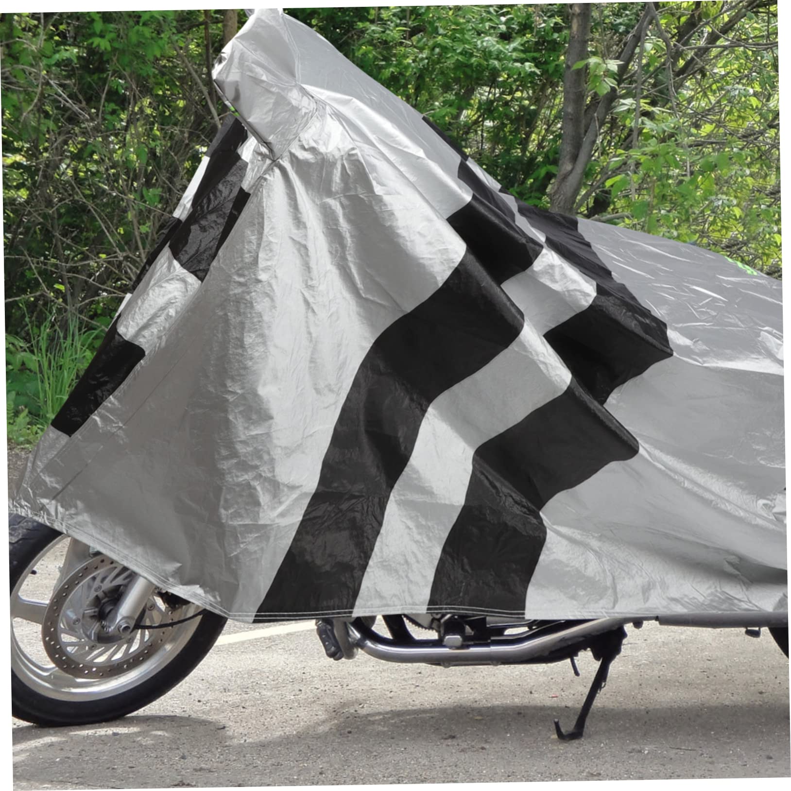 Alipis Housse de Protection Imperméable Coton Floqué, Noir Argenté, Anti-Pluie pour Moto et Trottinette Électrique, Extérieur