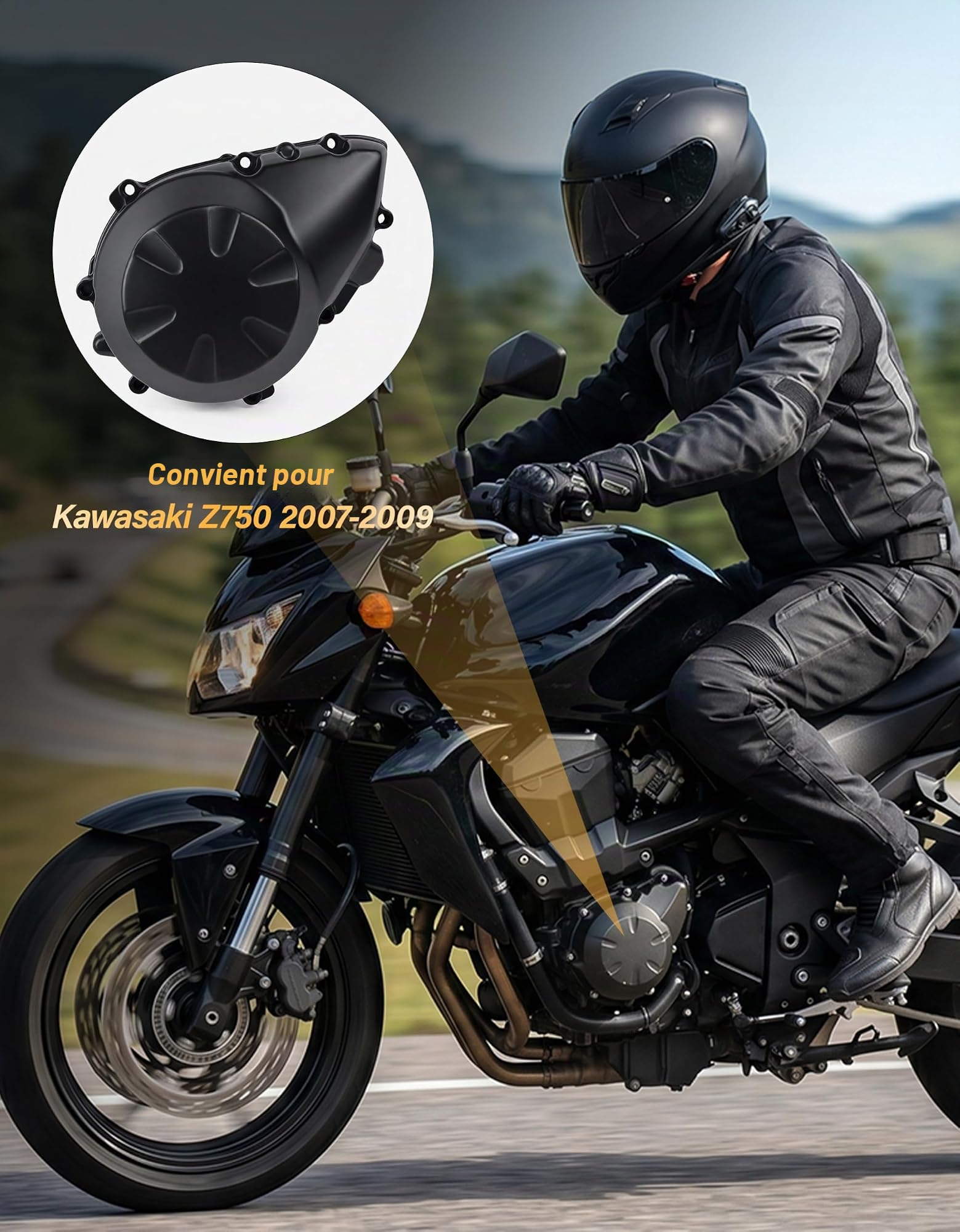 Moteur Gauche Carter de Couvercle de Stator Adapté pour Kawasaki Z750 2007-2009
