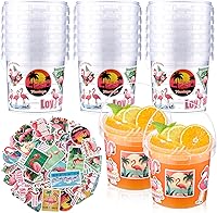 Vista 15 de PerKoop 20 cubos de helado de 32 onzas con tapas y asas, cubos transparentes de ron de cóctel con calcomanías, tina transparente de plástico