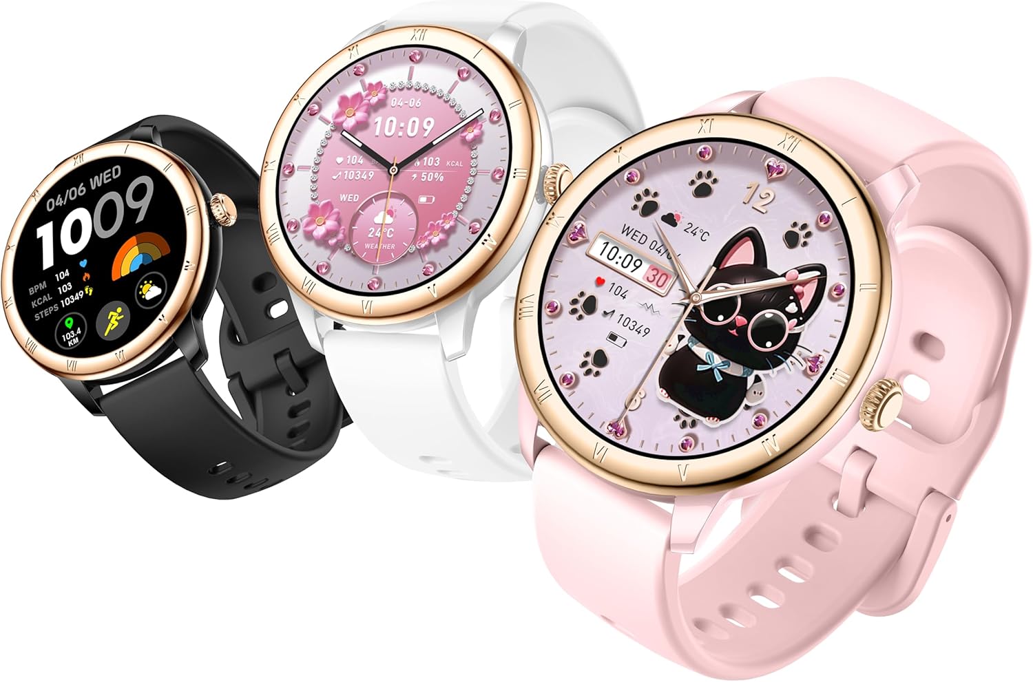 EIGIIS Android Smart Watches for Women 1.27" HD Roman Dial Sports Watches Activity Trackers with Heart Rate Sleep Monitor Smartwatch for iPhone Fitness Tracker Reloj Inteligente para Mujer Pink image 17 of 17 B0FDW9V4TM