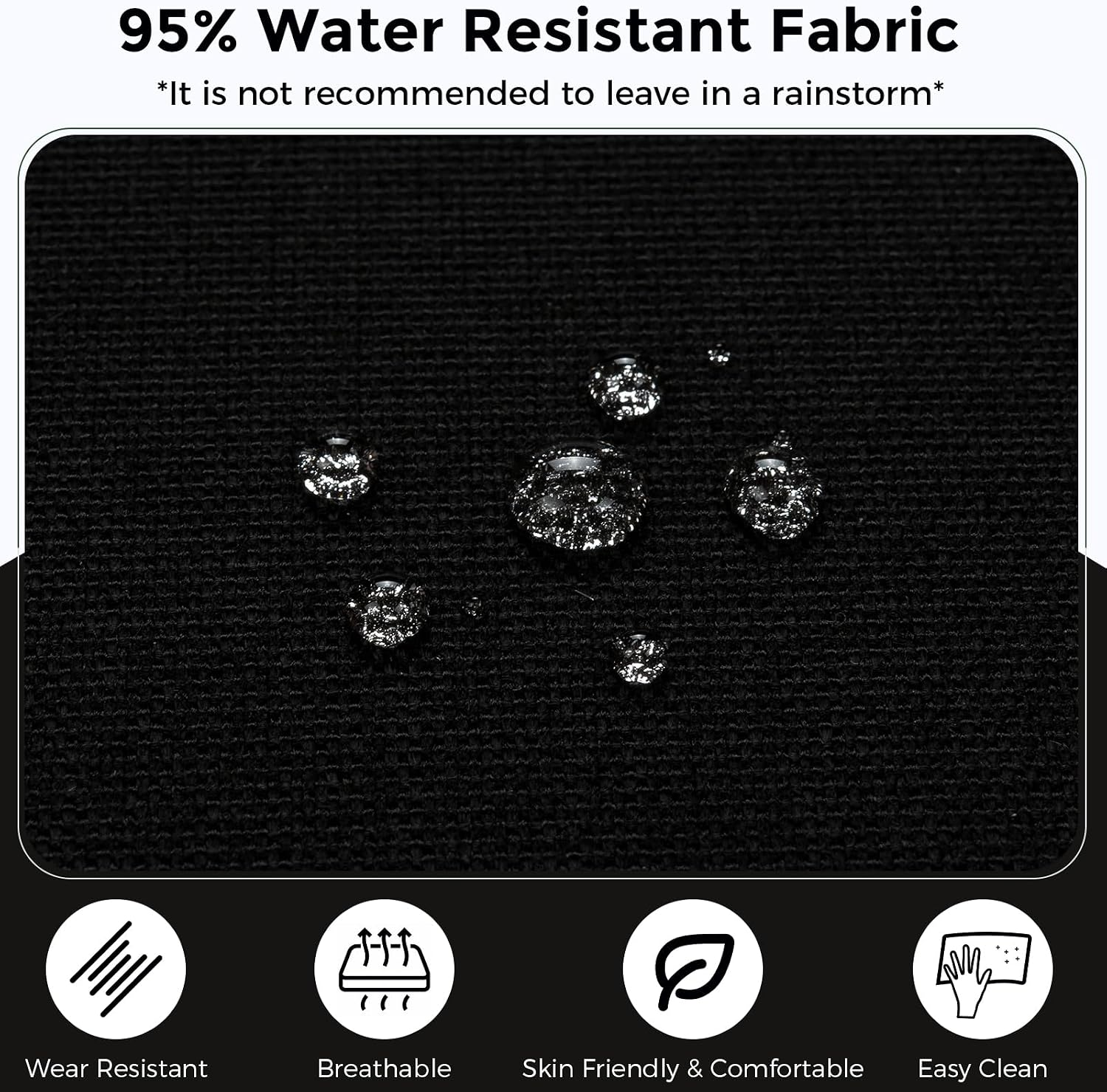 Outdoor Deep Seat Cushion Set 24 x 24 Inch, Waterproof Patio Furniture Cushions with Removable Cover, Outdoor Chair Cushions for Couch, Sofa and Patio Chairs, Black