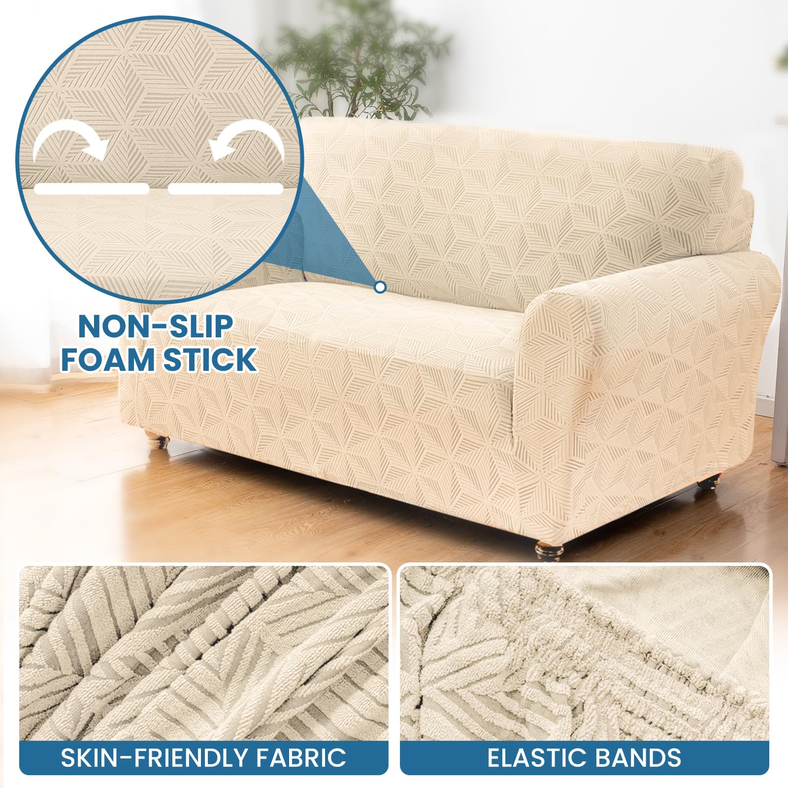 Ystyle Copridivano 1 Posti Con Braccioli, Copridivani Elasticizzato, Universale Copri Divano AntiGraffio Gatto Cani, Fodera Divano Antiscivolo, Sofa Cover Antimacchia Lavabile, Beige