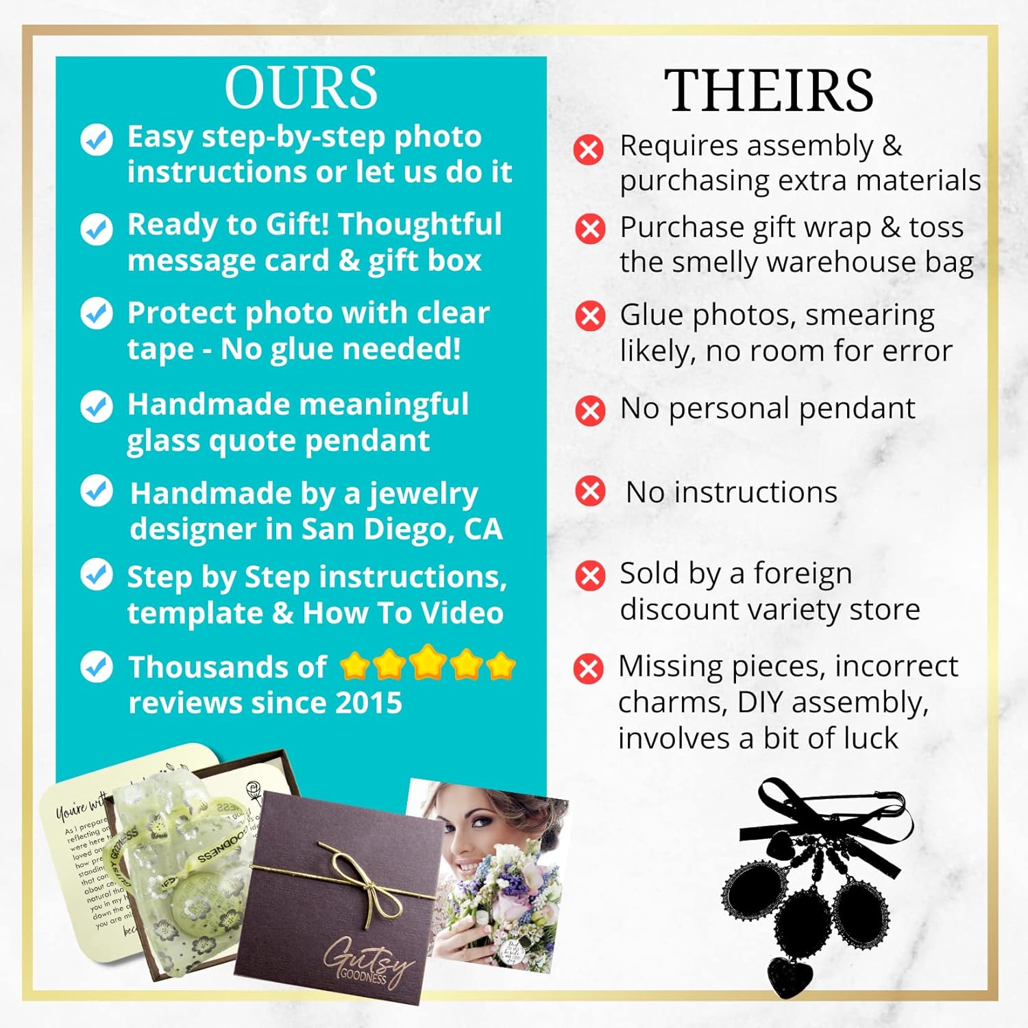 Gutsy Goodness Wedding Memory Charm Loved Beyond Words, Missed Every Moment Memorial Bouquet Jewelry Photo Frames Bronze Silver Cream White Pendant Bridal Flower DIY Picture Template - Image 3