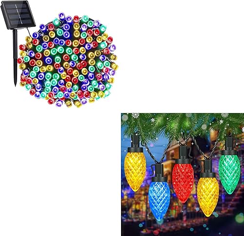 Toodour 200 luces LED solares de Navidad de 72 pies y 50 luces LED C9 de 33 pies