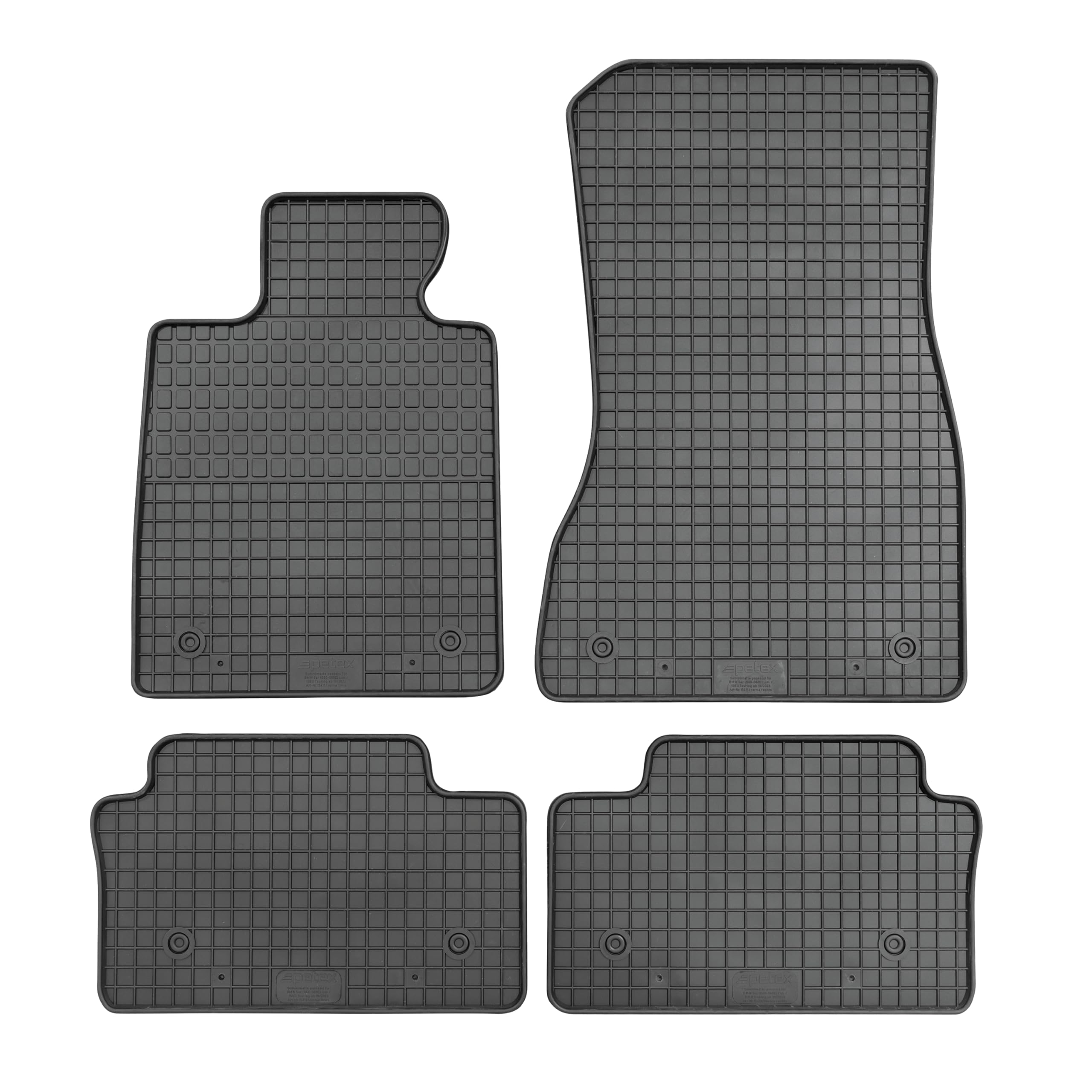 Petex 15411 Floor Mat Set Rubber Mats Front and Rear Black