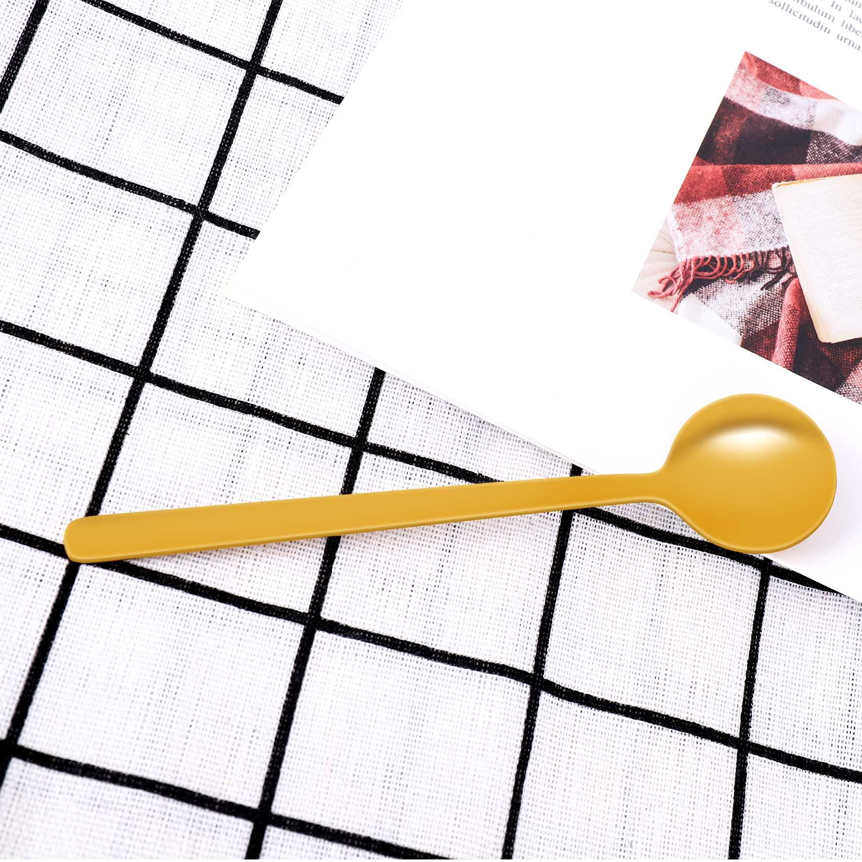 Juego de 4 cucharas de café redondas de acero inoxidable, mini cucharaditas, cuchara de postre de azúcar, cuchara de helado, cuchara de sopa, accesorios de cocina (dorado)
