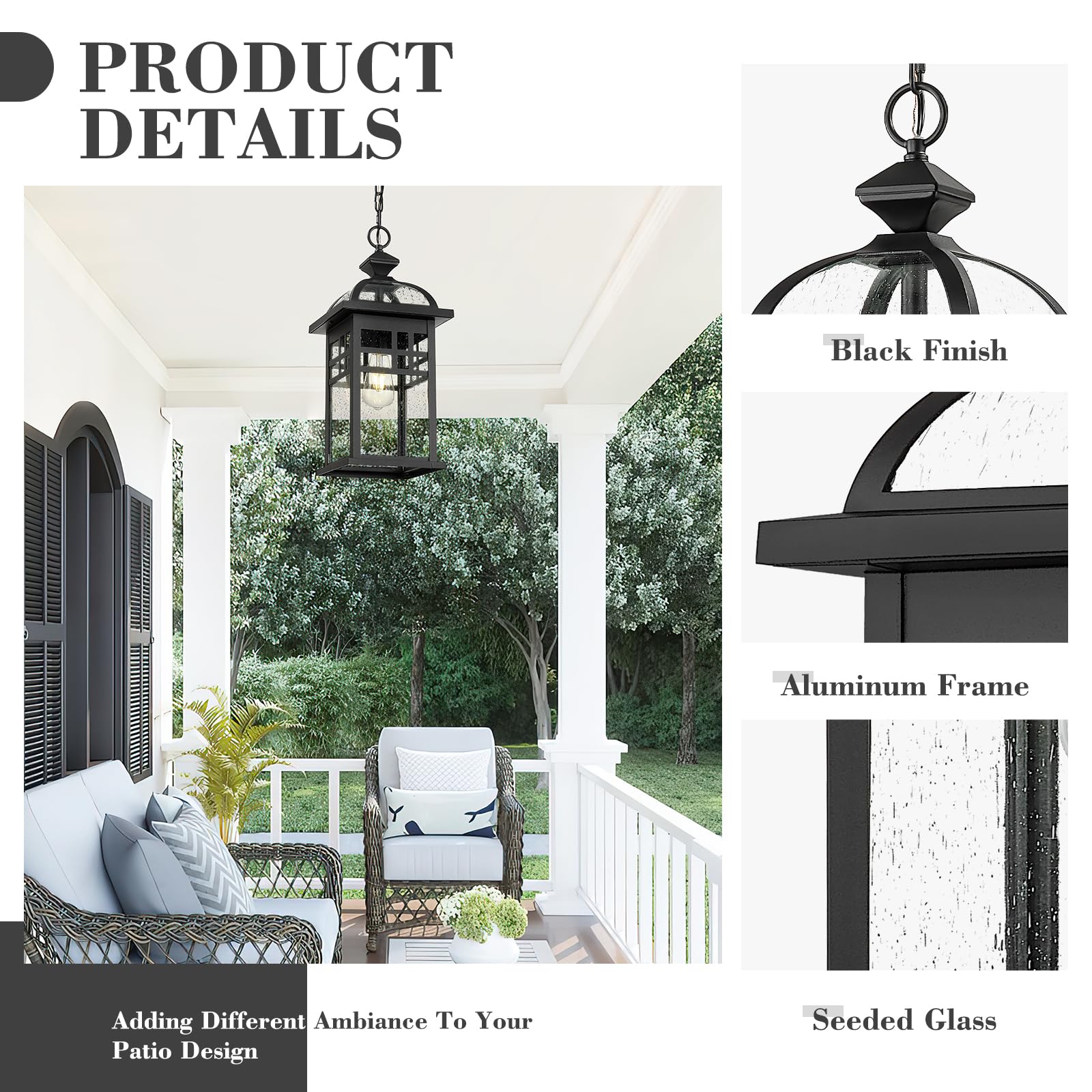 Emliviar Farmhouse Ceiling Light - 12 Inch Close-to-Ceiling Fixture With Seeded Glass & Oil Rubbed Bronze Finish - View #10