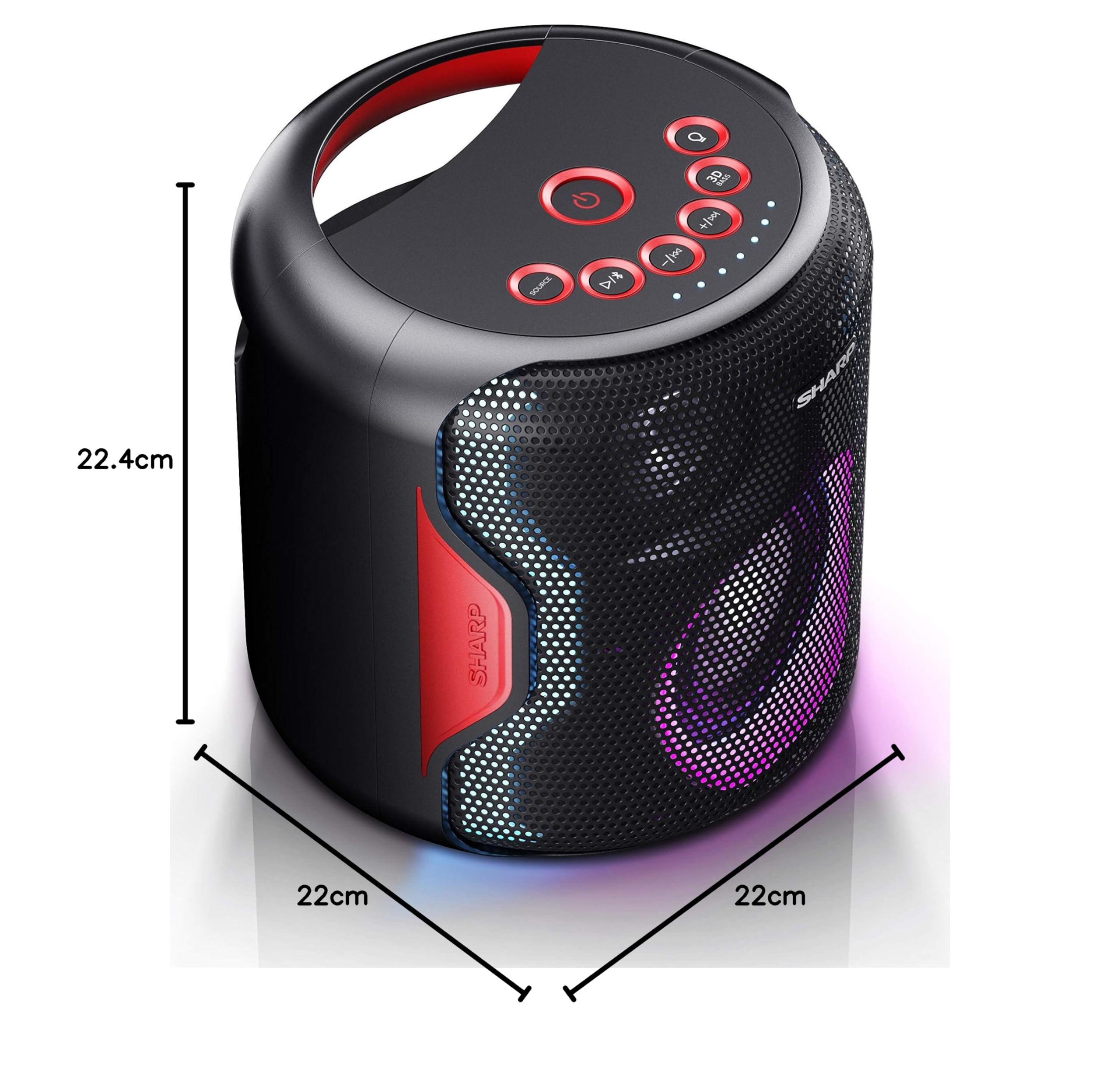 Sharp PS-929 Casse Bluetooth Portatile Per Feste - 180W, Batteria 13h, Luci LED, Microfono Incluso, Karaoke