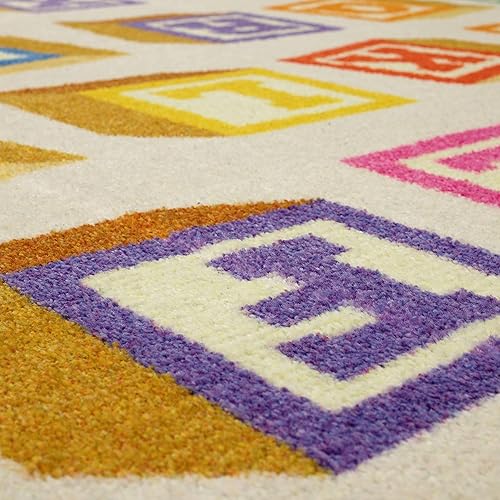 Miniatura 3 de Mohawk Home Alfombra educativa para niños, diseño de bloques del alfabeto, color crema (3 pies 4 pulgadas x 5 pies)
