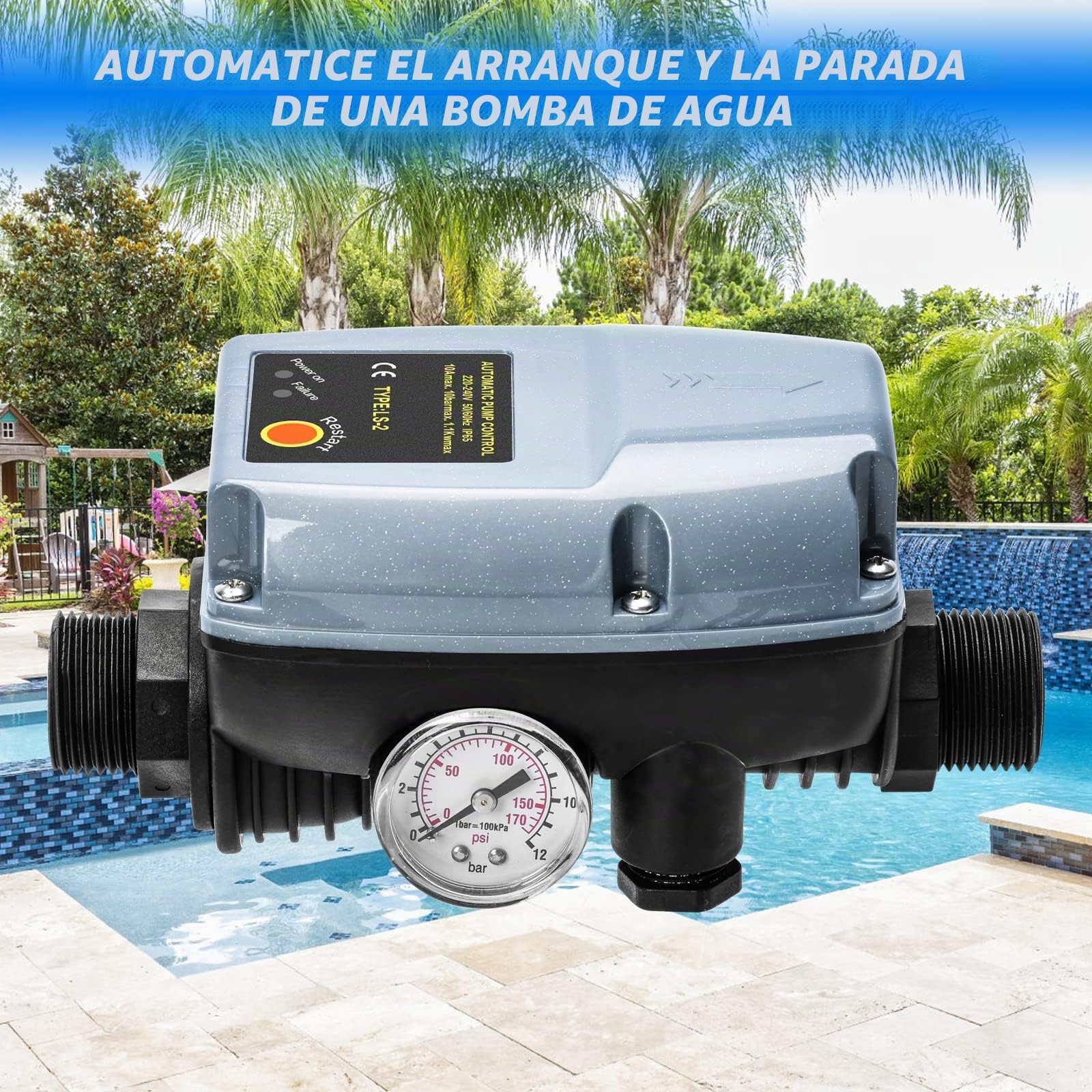 Briidea,Regulador automático de presión de la bomba electrónica, sumergibles y de pozos profundos, bomba de jardín con presión de funcionamiento de 10 bar