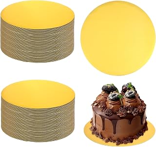 40 Pack Gold Cake Boards Round 10 Inch Disposable Cake Plate Corrugated Cardboard Circles Cakes Base Decorating Supplies or Valentine Decorating Supplies Dessert, 10"