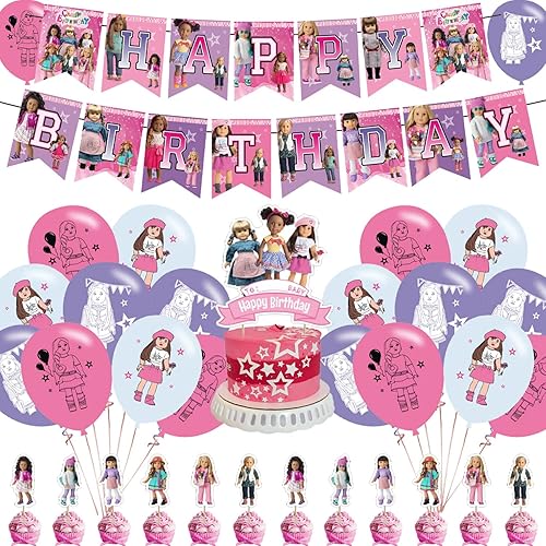 Decoraciones para fiestas de niñas americanas suministros para fiestas de cumpleaños de niñas estadounidenses incluye pancarta decoración para