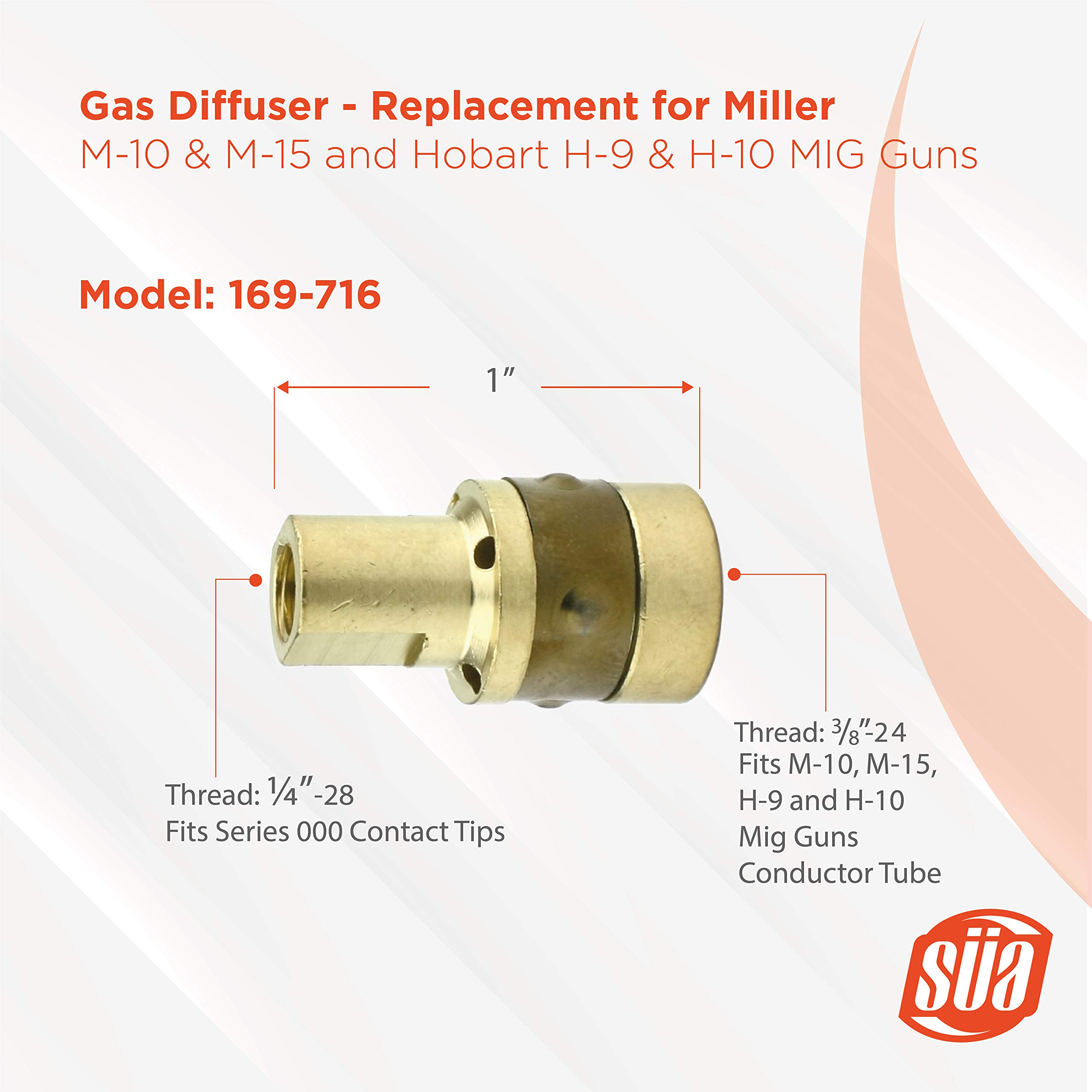 Gas Diffuser - Replacement for Miller M-10 & M-15 and Hobart H-9 & H-10 Guns - Model: 169-716 - (5 PACK)