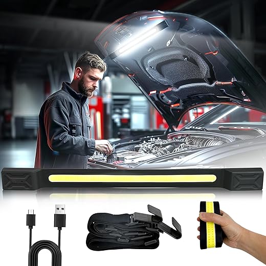 CLAKAP Underhood Work Light, 2600LM High Bright 5000mAh Rechargeable Magnetic LED Work Lights for Mechanics, Automotive Under Hood Light Bar Cordless Car Light for Car Repairing Garage Workshop