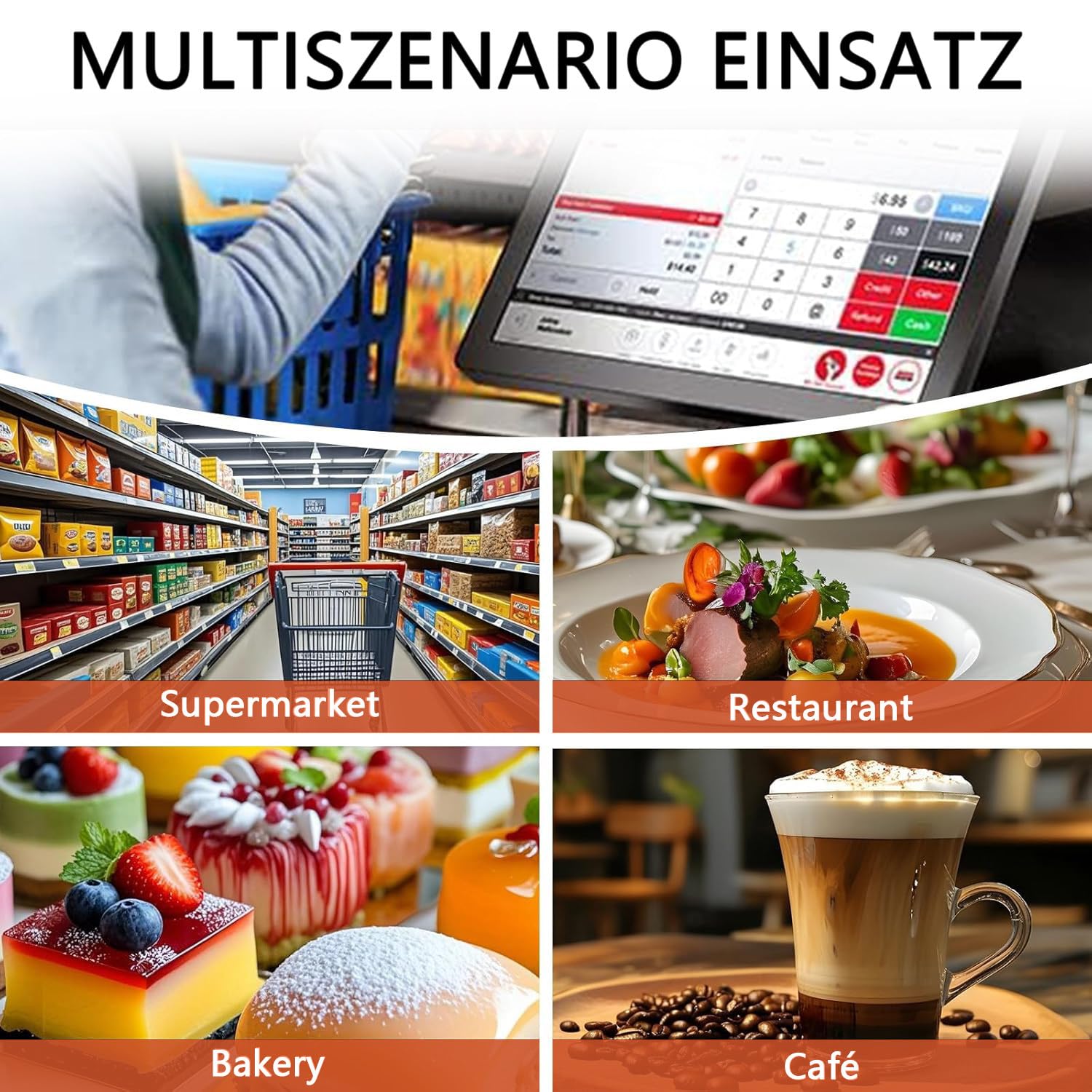 Registratore di cassa con stampante termica integrata con cassetto contanti,scanner di codici a barre,registratore di cassa touch screen per piccole imprese Registratore di cassa tutto in uno Black-A