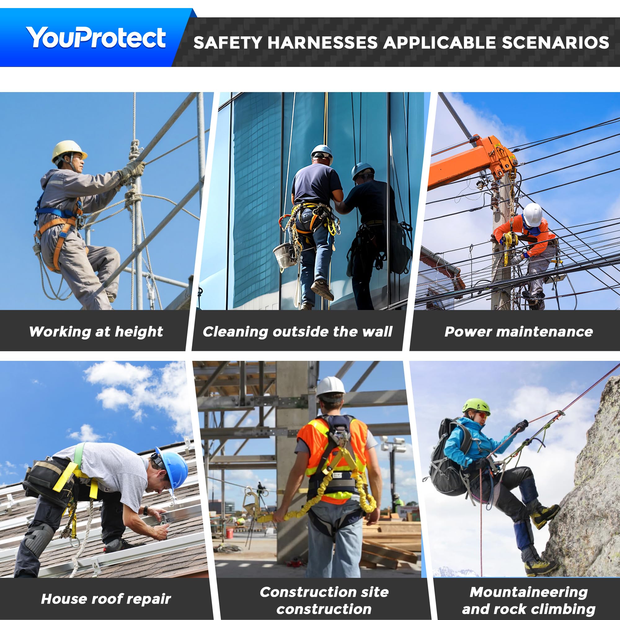 Kit de arnés de seguridad ajustable, protección de cintura gruesa, utilizado para operaciones de gran altitud