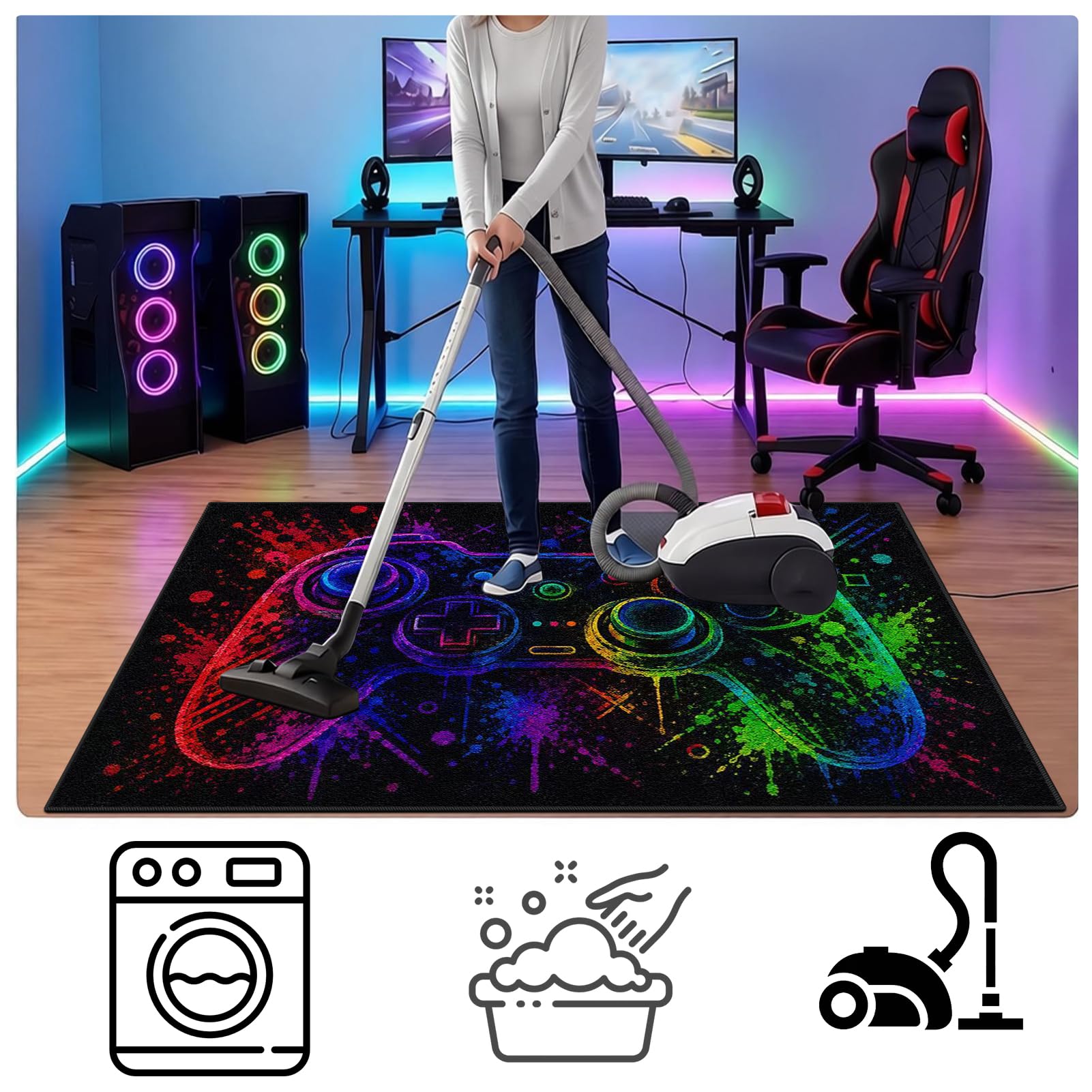 Tapis de Protection Sol Gaming Tapis Chaise de Jeu/Bureau 180 x 200 cm | Antidérapant Tapis de Protection de Plancher Dur Tapis de Sol pour Chaise Gamer Ordinateur Tapis de Sol Bureau Tissu