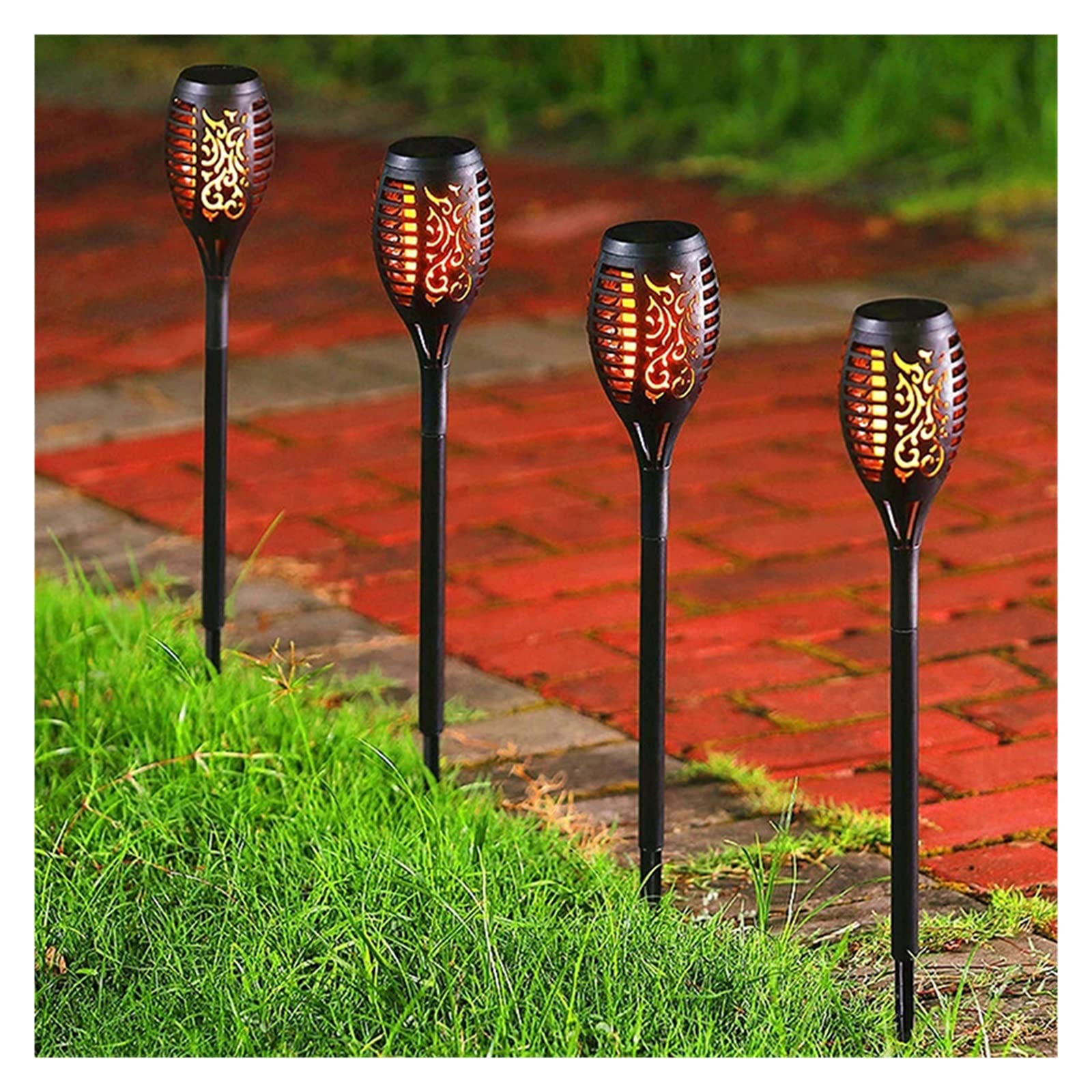 Luci solari per giardino all'aperto Luci solari a LED for esterni Luci da giardino Illuminazione del percorso Impermeabile Patio tremolante Torcia danzante Lampada a fiamma Decorazioni da giardino Per
