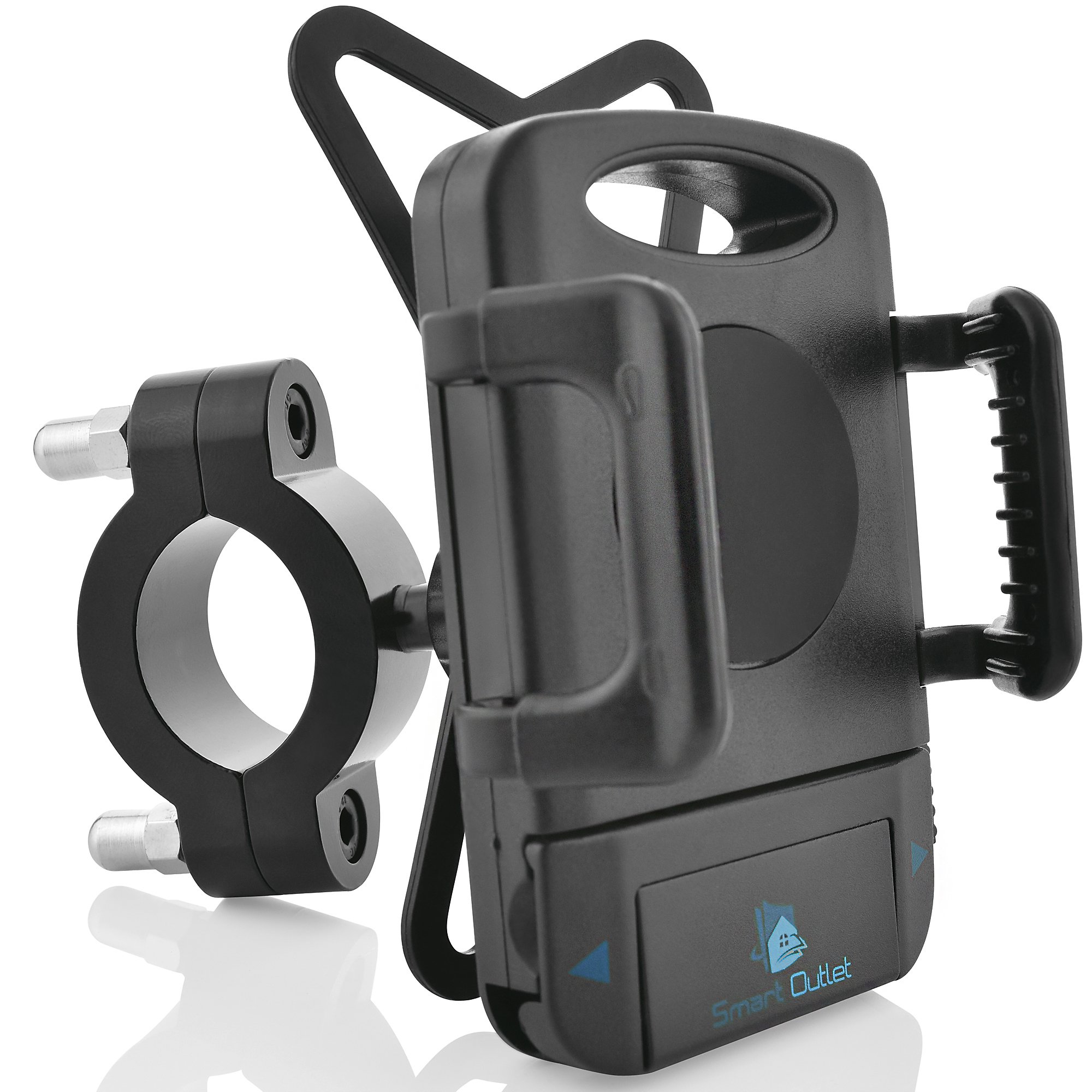 Universal Bike Mount Phone Holder Rotates Cradle 360°. Impact Resistant Rubber Bicycle Strap for Extra Security. Easy Clamp Handlebar Install + Push Release. For iOS, Android, Smartphone & GPS Devices
