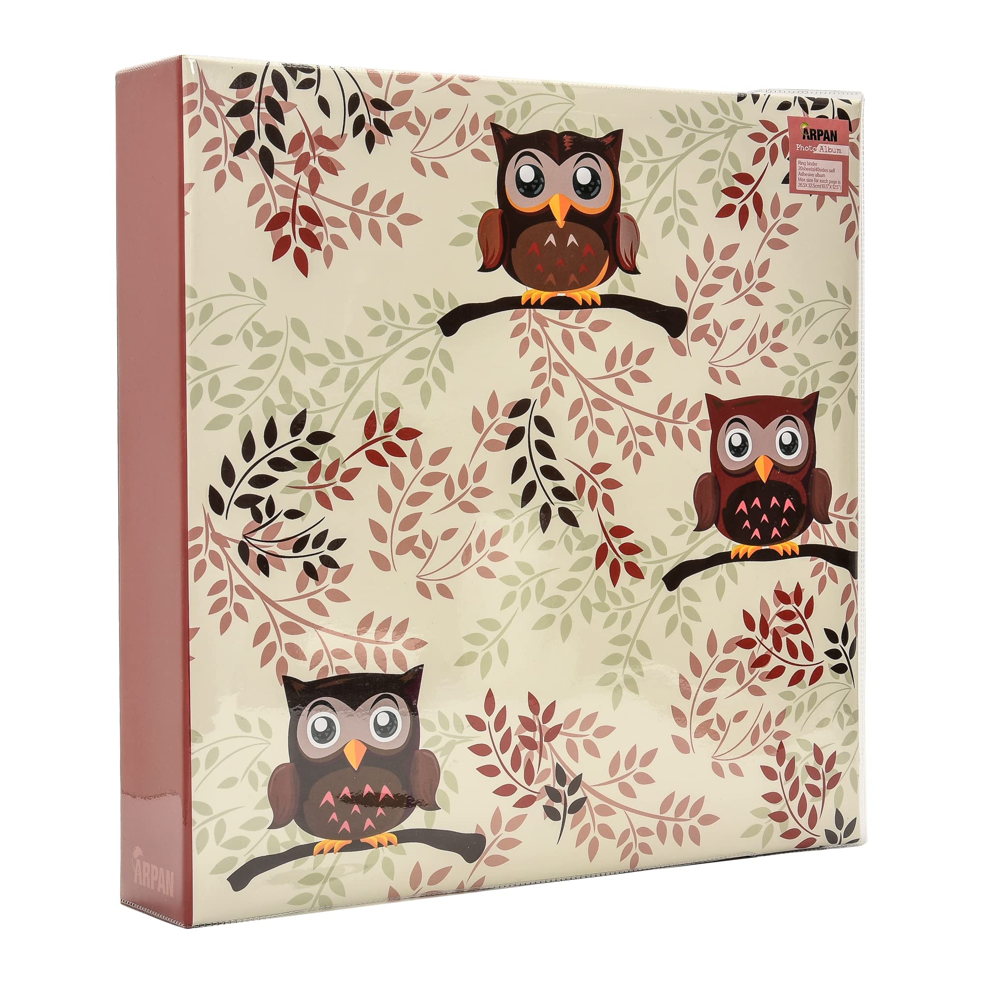 Arpan Extra-Large 3-Ring Binder Self Adhesive Photo Album 20/Sheets 40/Sides (Owl)
